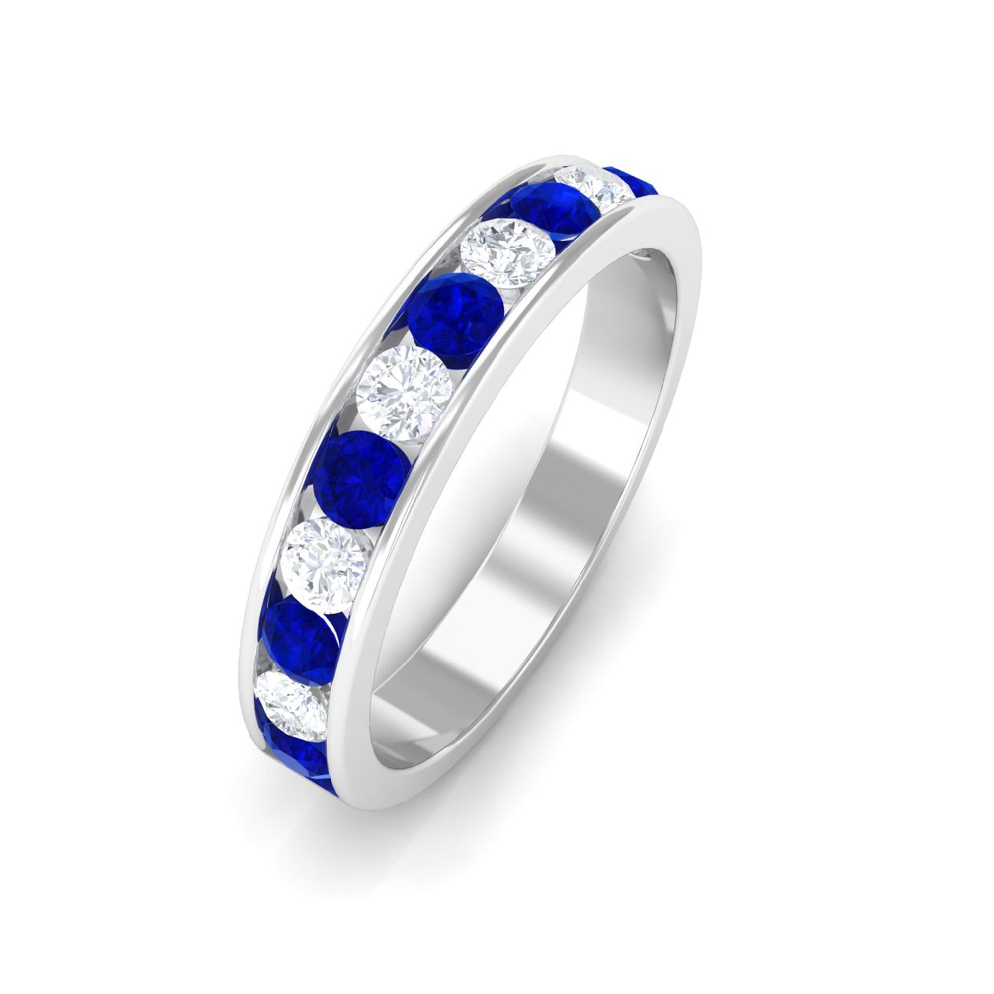 Vibrant Grown Labs-Channel Set Lab Grown Blue Sapphire Minimal Eternity Band Ring