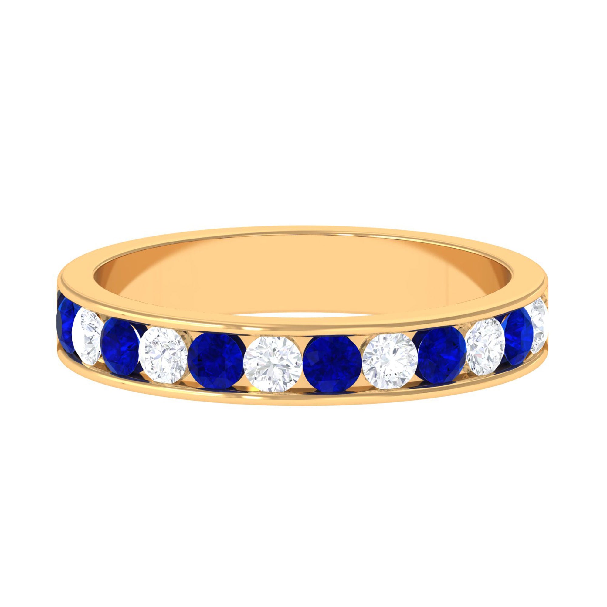 Vibrant Grown Labs-Channel Set Lab Grown Blue Sapphire Minimal Eternity Band Ring