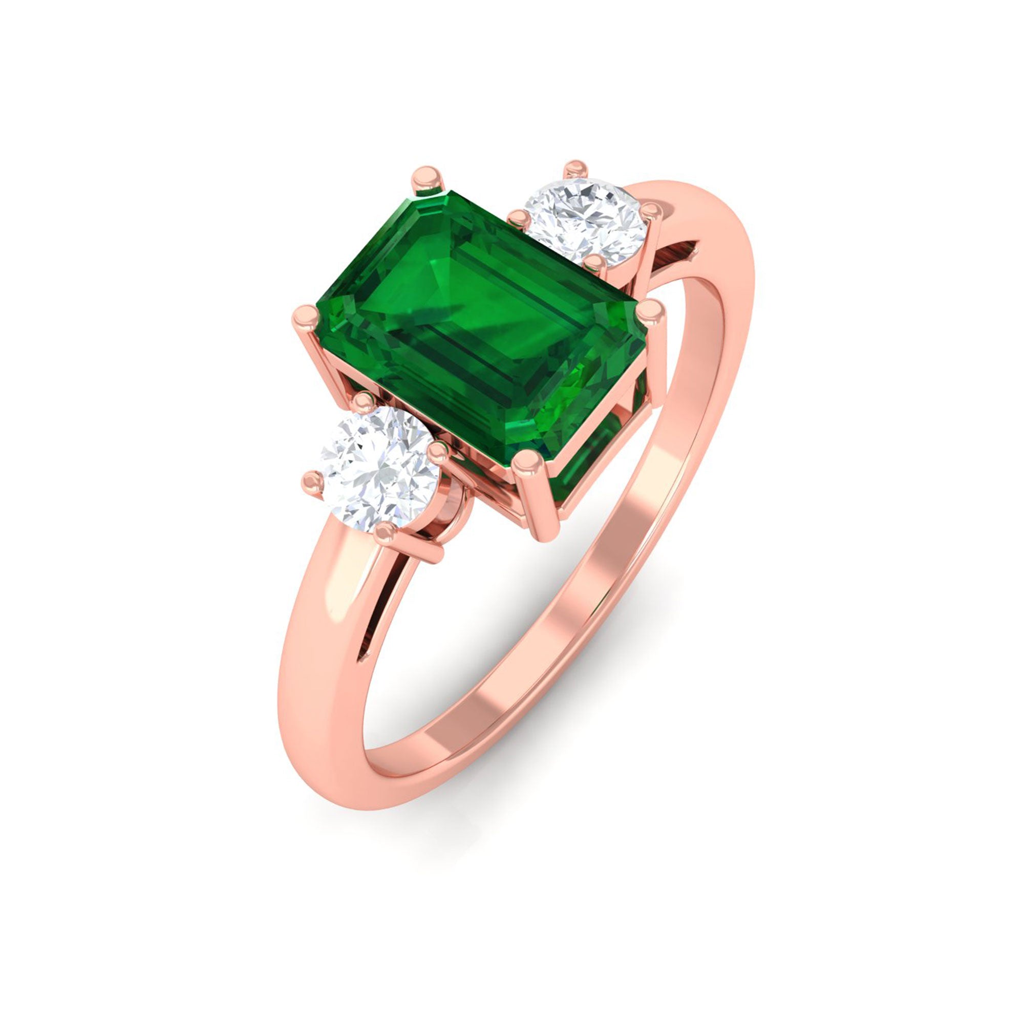 Vibrant Grown Labs-Minimal Lab Grown Emerald Engagement Ring