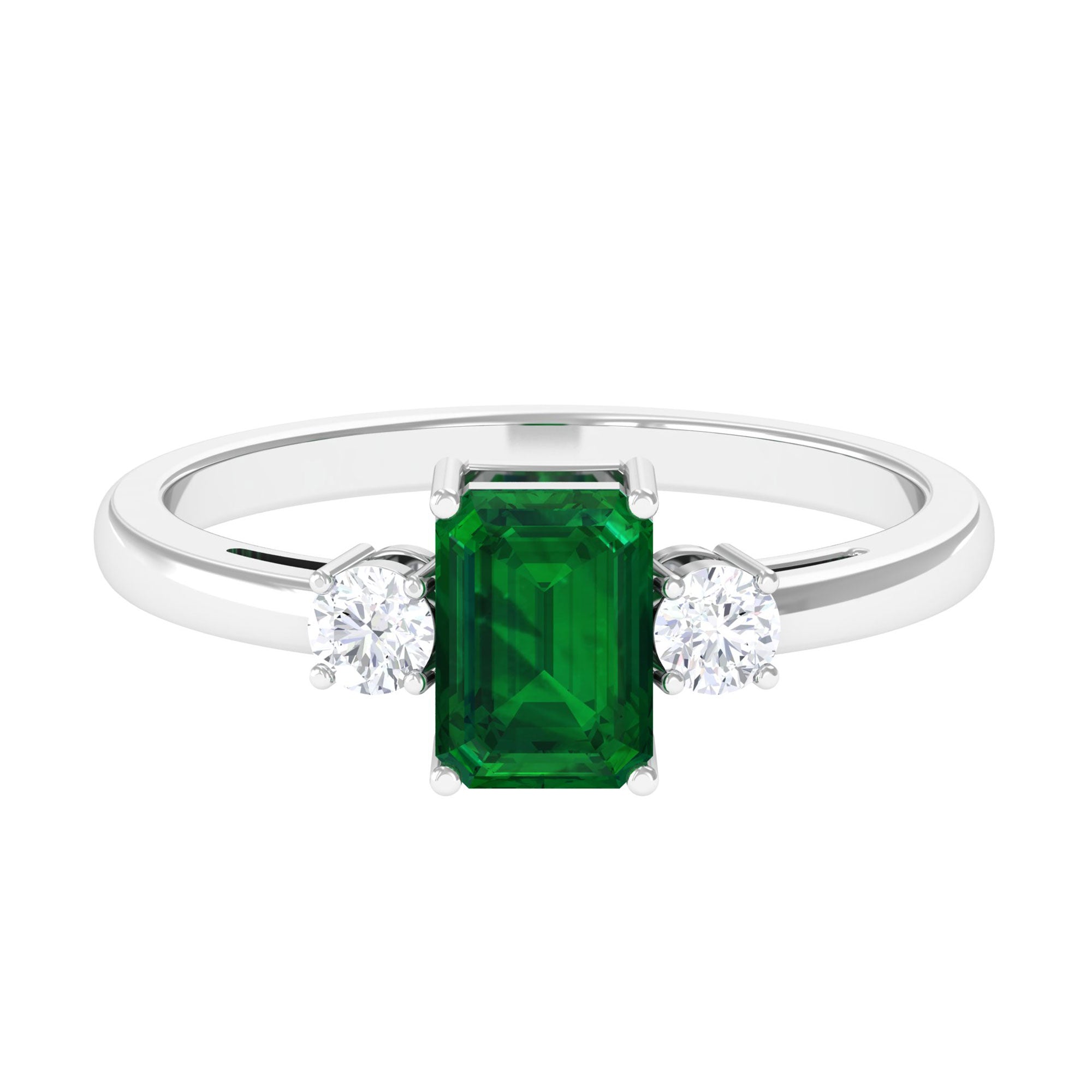 Vibrant Grown Labs-Minimal Lab Grown Emerald Engagement Ring