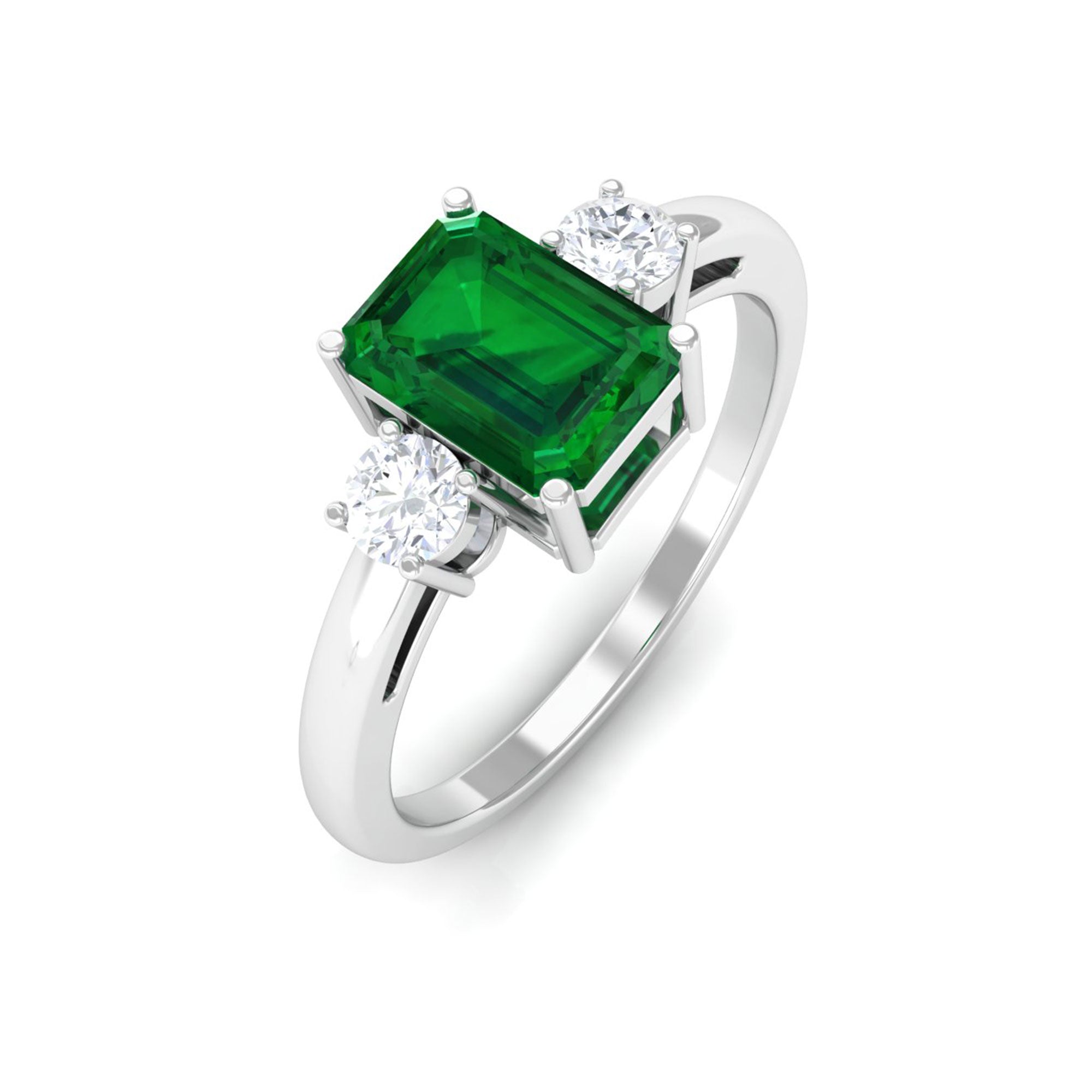 Vibrant Grown Labs-Minimal Lab Grown Emerald Engagement Ring