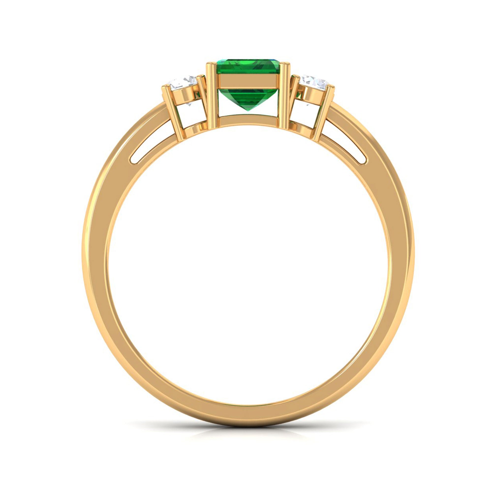 Vibrant Grown Labs-Minimal Lab Grown Emerald Engagement Ring