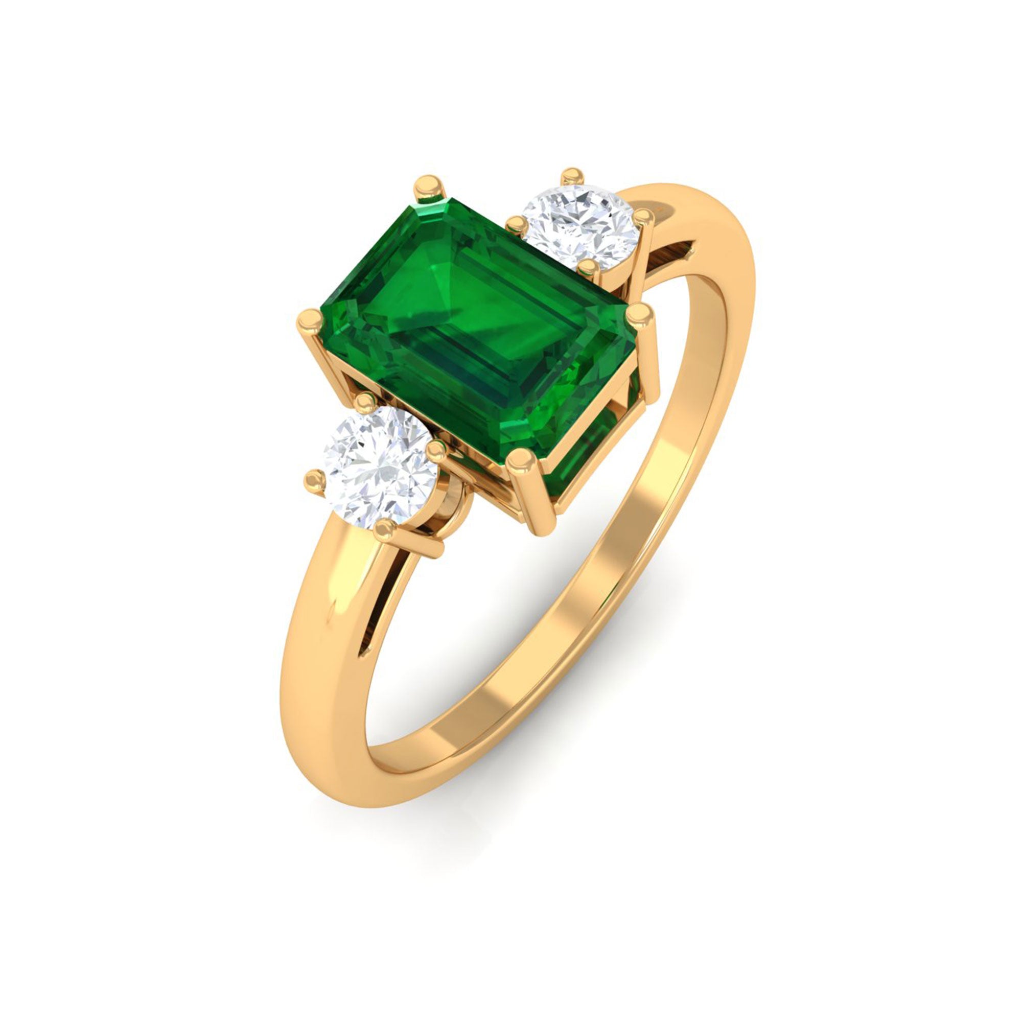 Vibrant Grown Labs-Minimal Lab Grown Emerald Engagement Ring