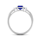 Vibrant Grown Labs-Emerald Cut Lab Grown Blue Sapphire Solitaire Engagement Ring