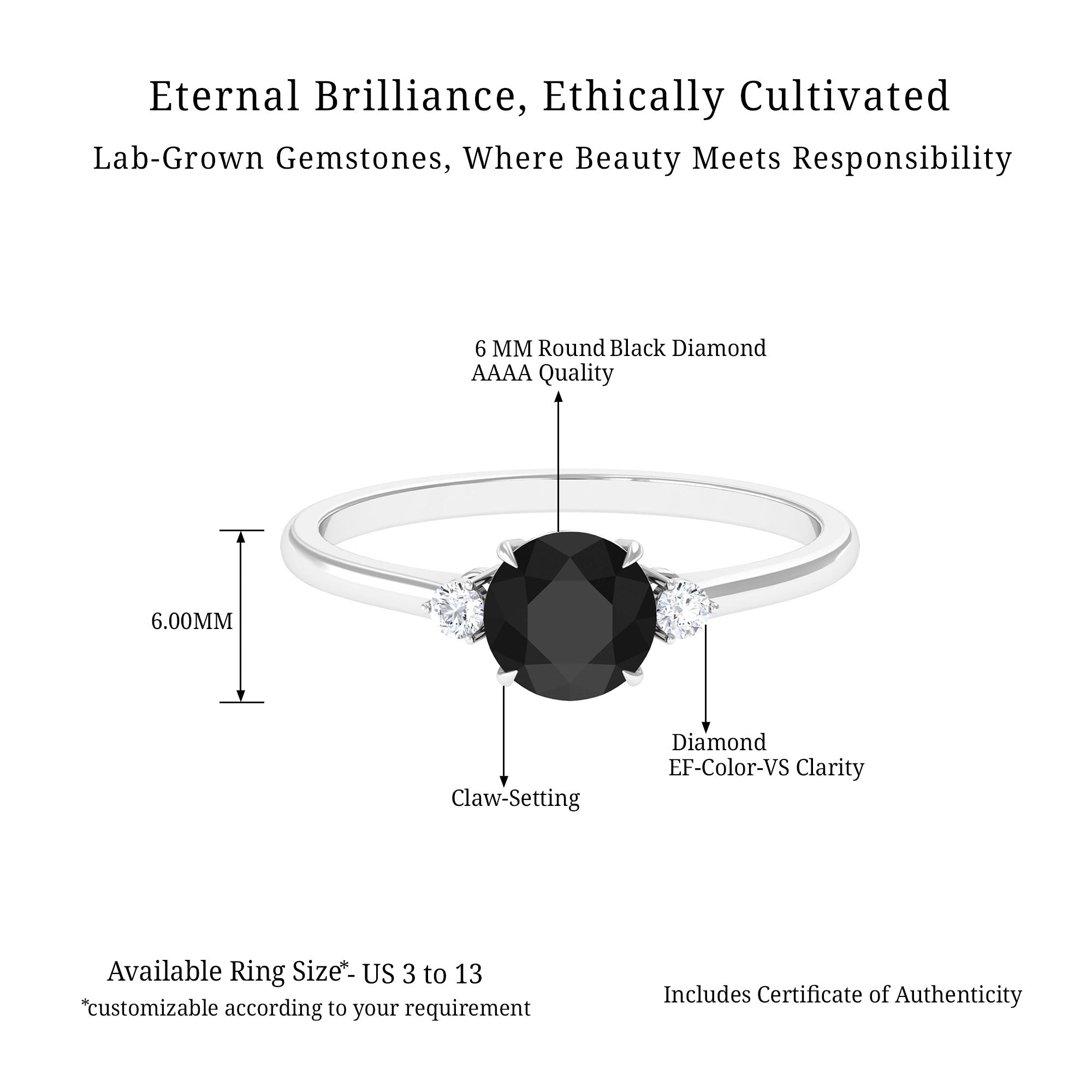 Vibrant Grown Labs-Round Lab Created Black Diamond Solitaire Promise Ring