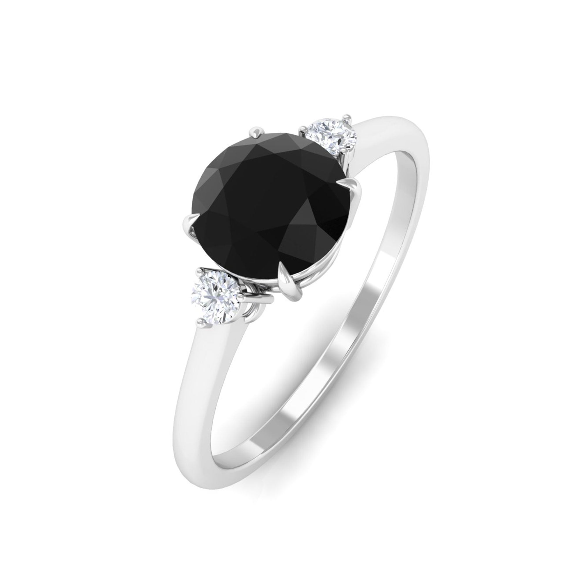 Vibrant Grown Labs-Round Lab Created Black Diamond Solitaire Promise Ring