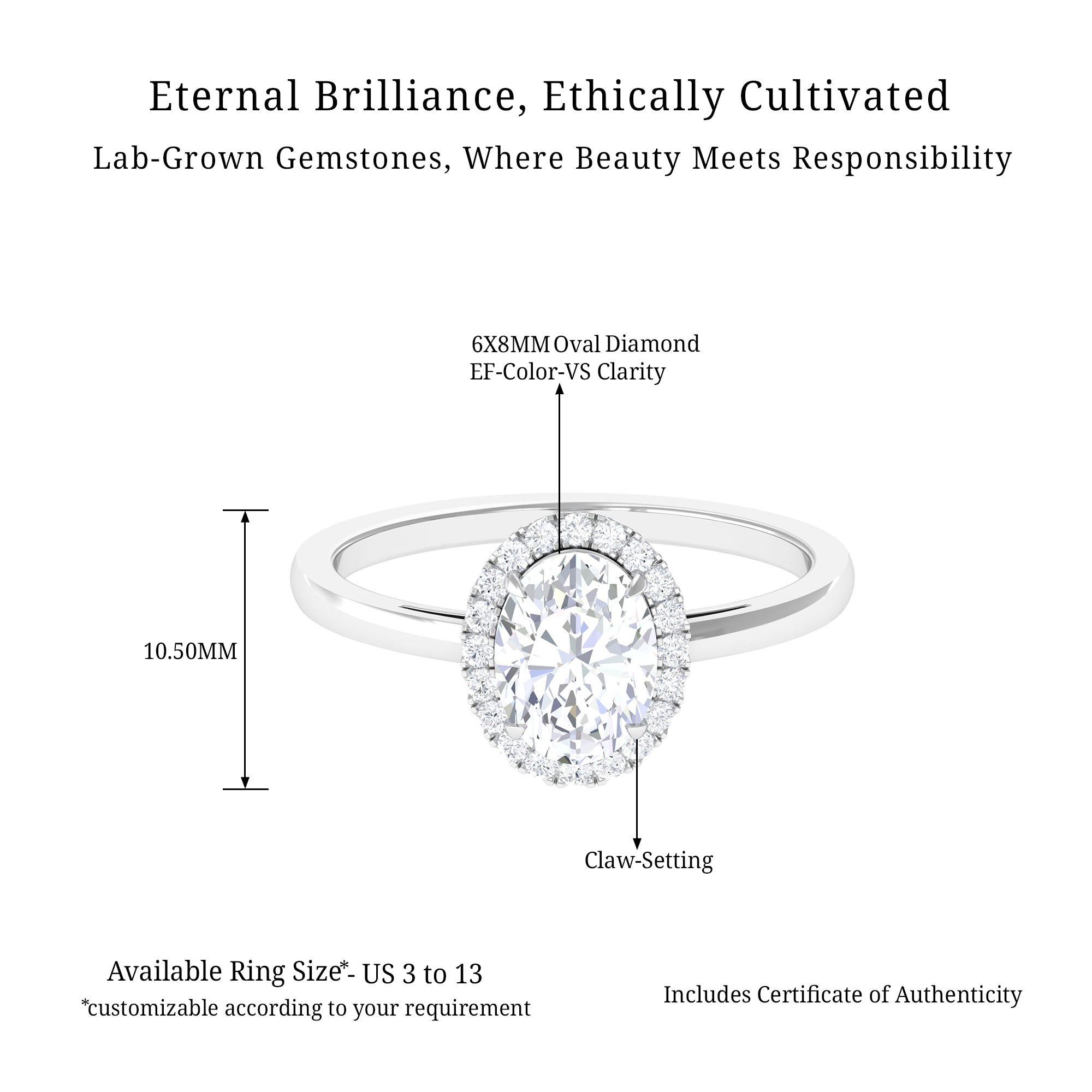 Vibrant Grown Labs-Classic Oval Halo Lab Grown Diamond Engagement Ring