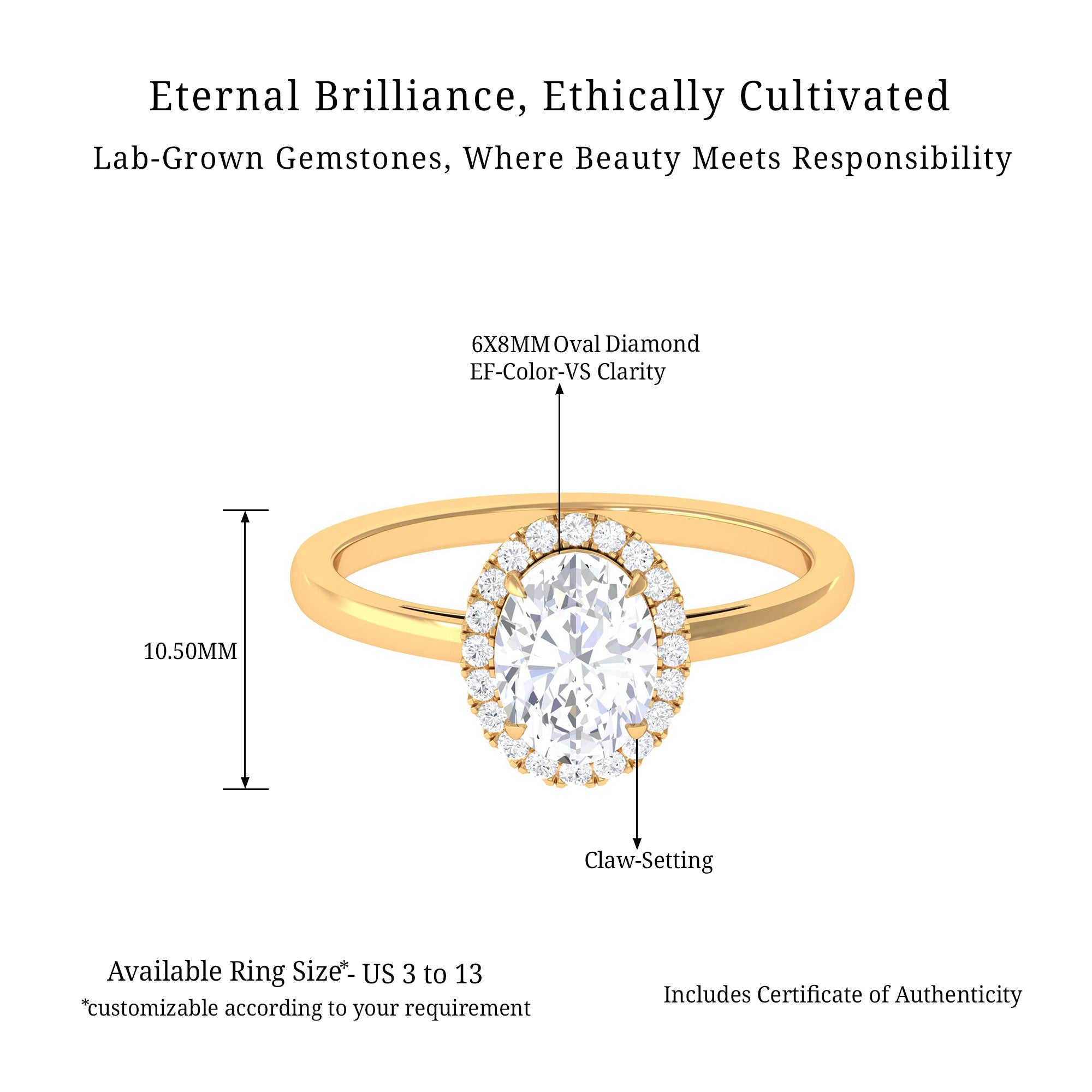 Vibrant Grown Labs-Classic Oval Halo Lab Grown Diamond Engagement Ring