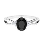 Vibrant Grown Labs-Oval Lab Created Black Diamond Split Shank Engagement