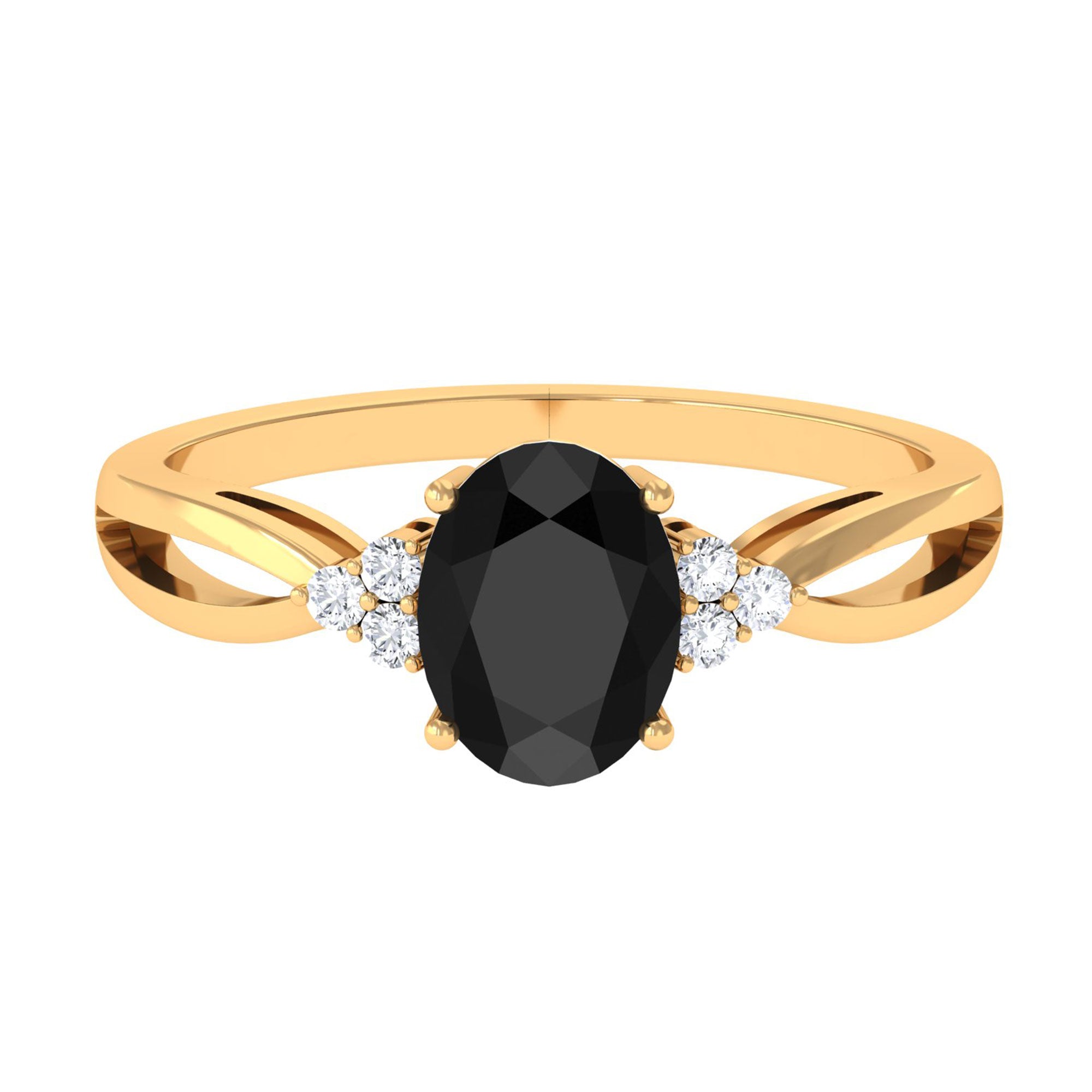 Vibrant Grown Labs-Oval Lab Created Black Diamond Split Shank Engagement