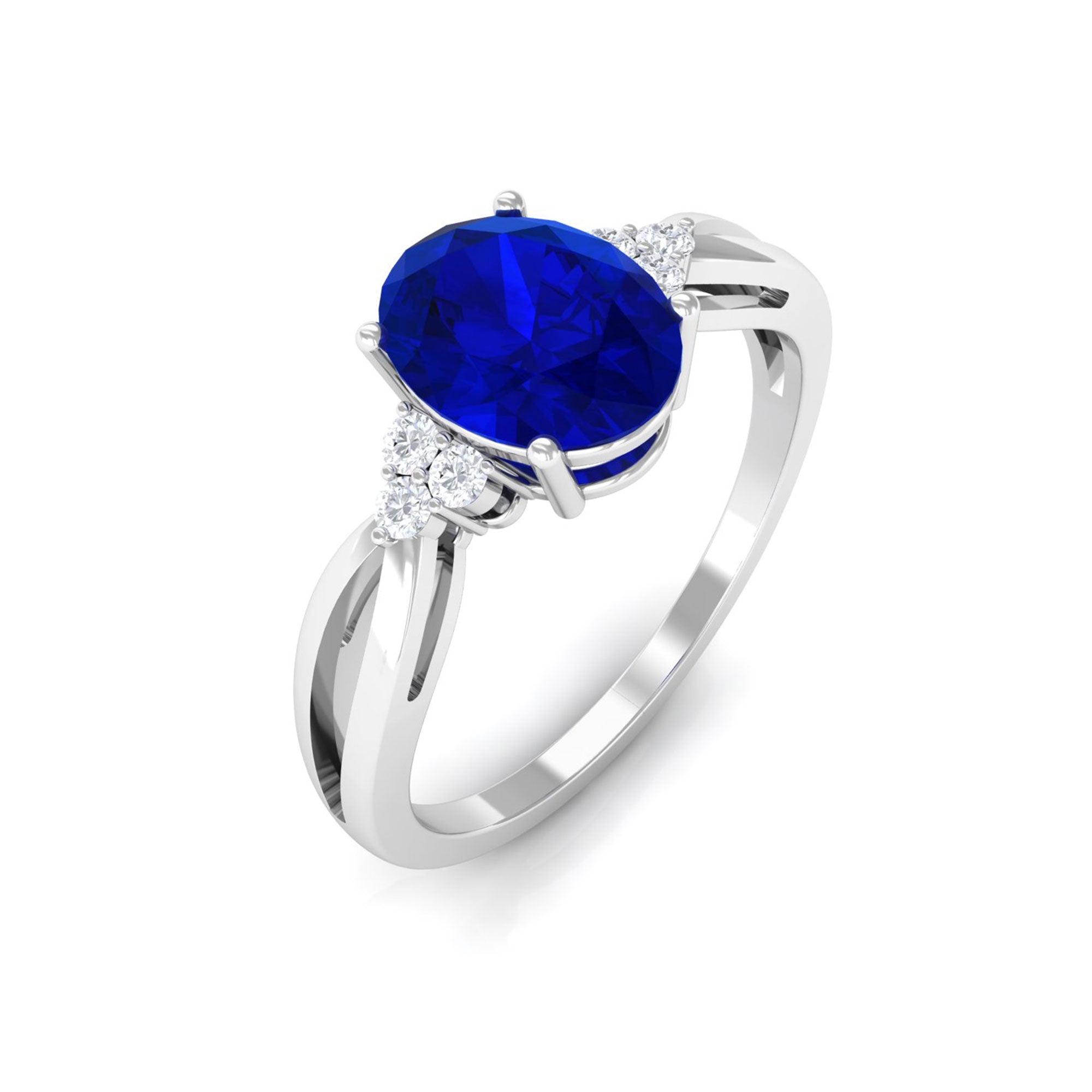 Vibrant Grown Labs-Lab Created Blue Sapphire Solitaire Engagement Ring