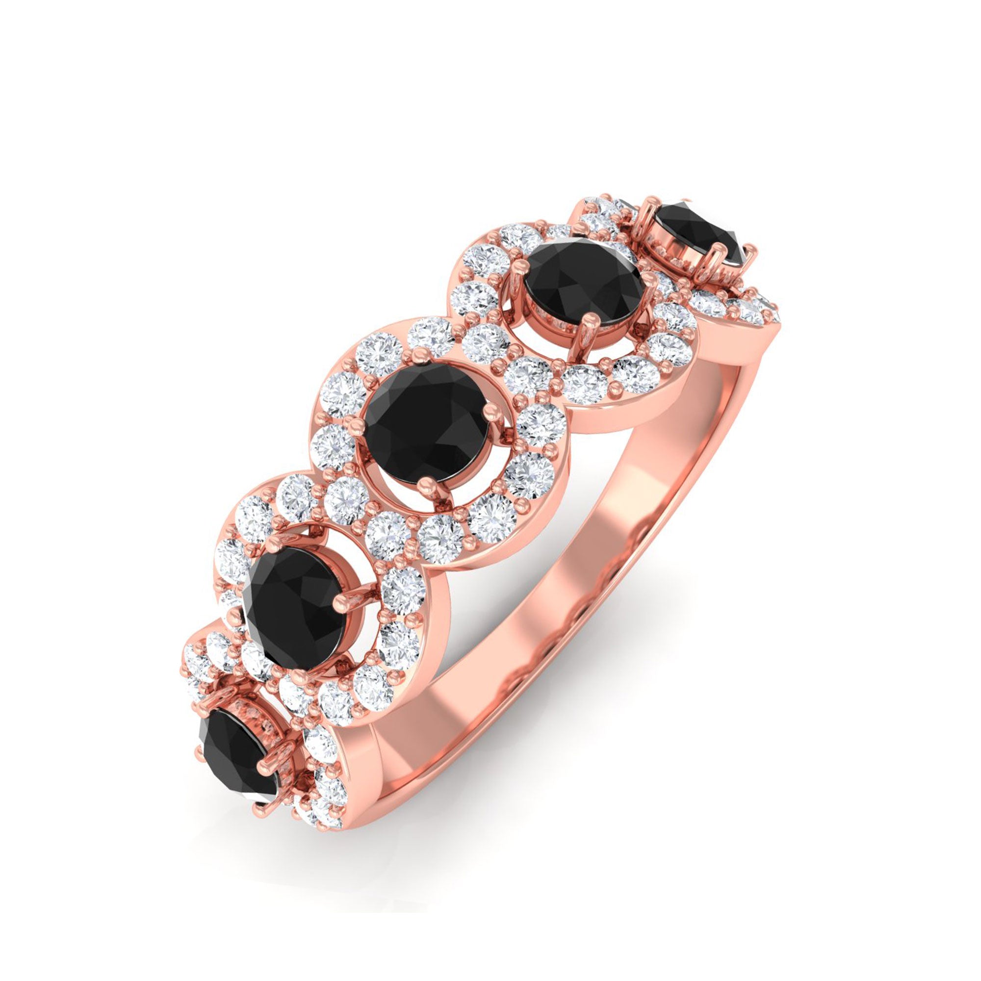 Vibrant Grown Labs-Classic Lab Grown Black Diamond Half Eternity Band Ring