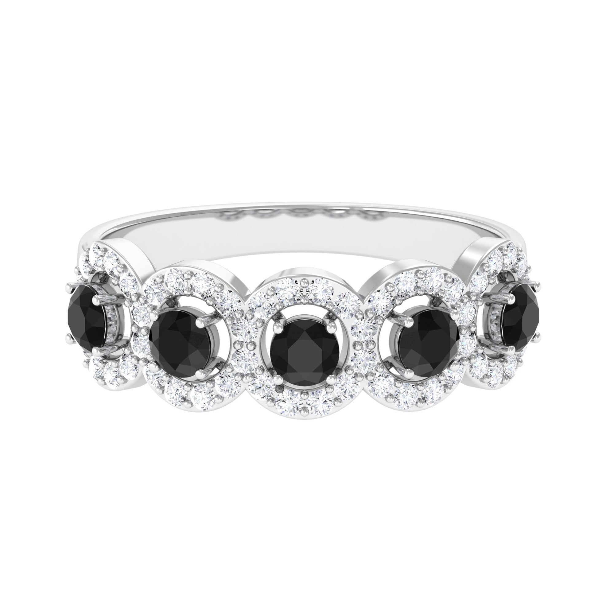 Vibrant Grown Labs-Classic Lab Grown Black Diamond Half Eternity Band Ring