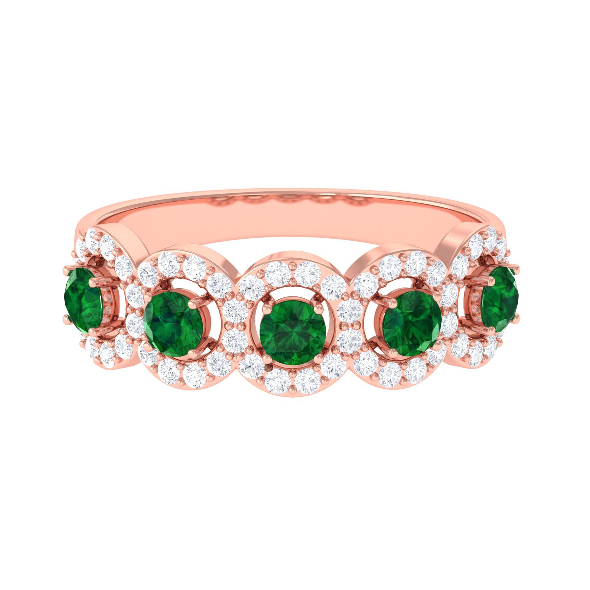 Vibrant Grown Labs-Lab Grown Emerald Wedding Statement Band Ring