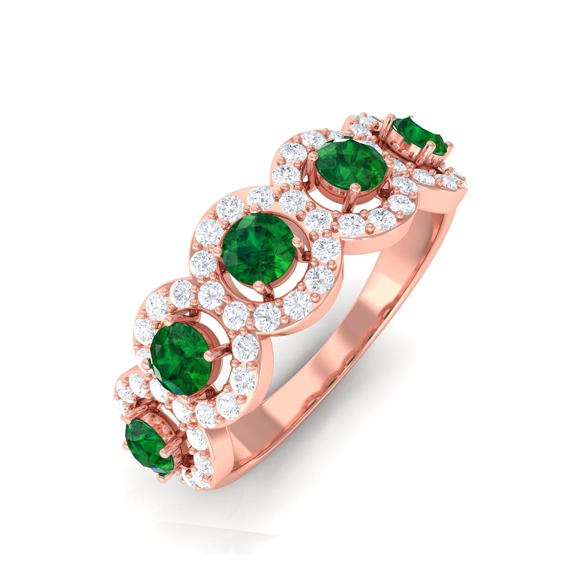 Vibrant Grown Labs-Lab Grown Emerald Wedding Statement Band Ring