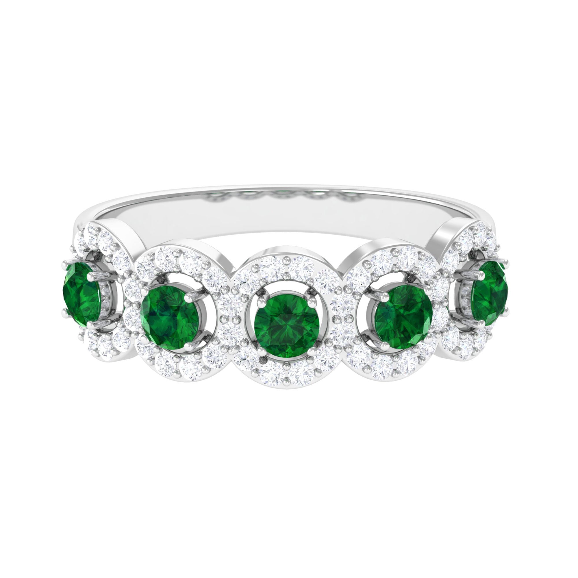 Vibrant Grown Labs-Lab Grown Emerald Wedding Statement Band Ring