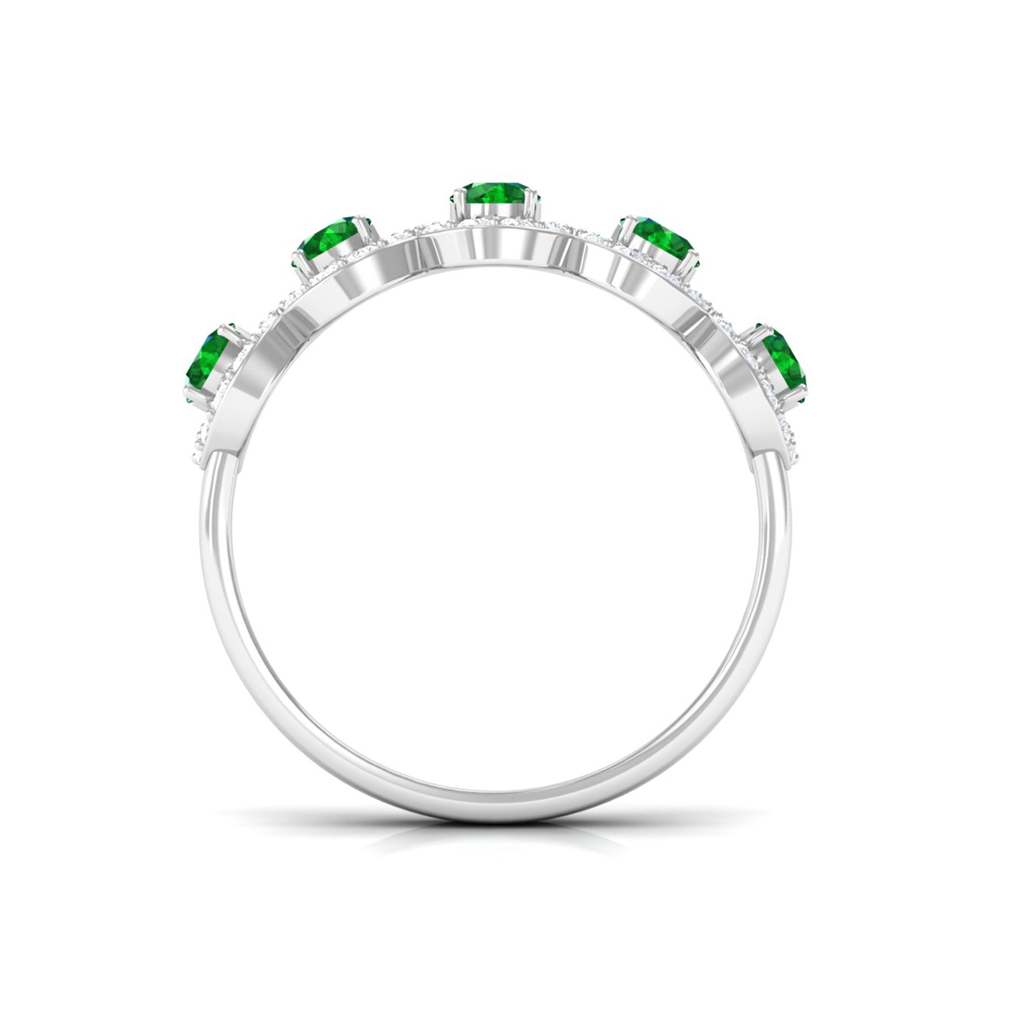 Vibrant Grown Labs-Lab Grown Emerald Wedding Statement Band Ring