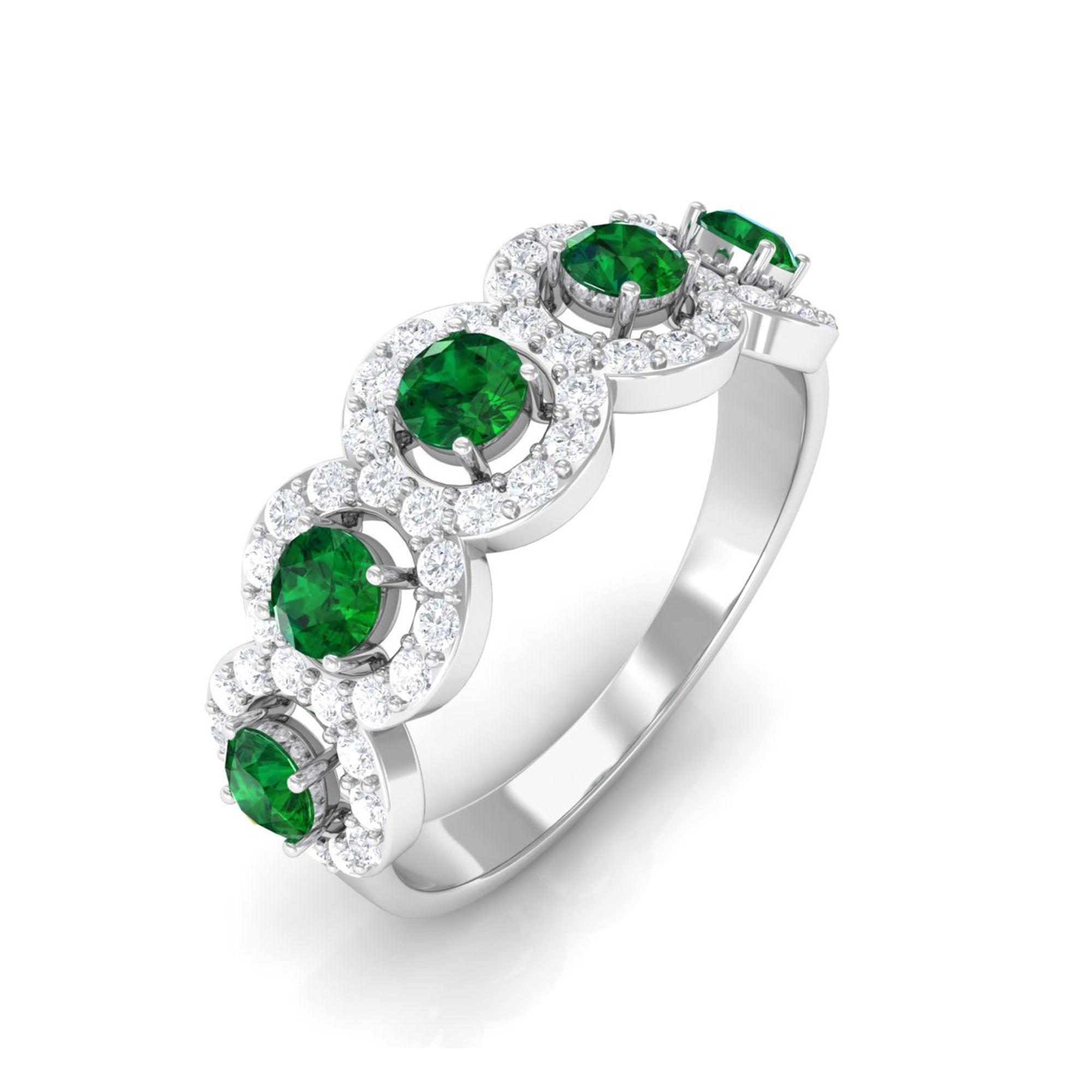 Vibrant Grown Labs-Lab Grown Emerald Wedding Statement Band Ring