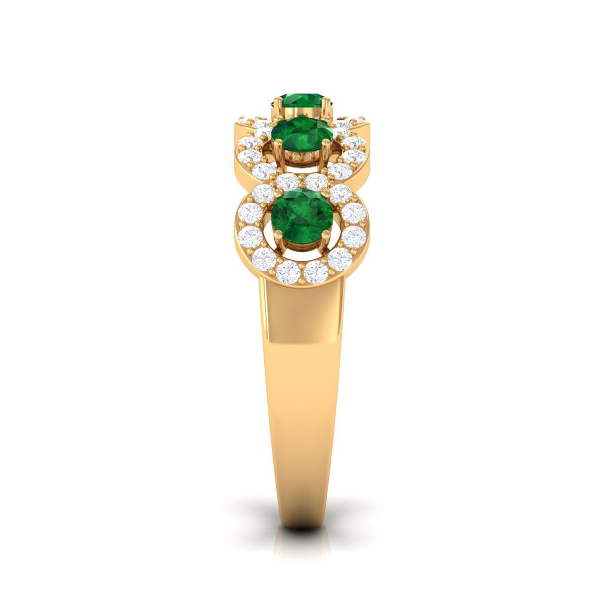 Vibrant Grown Labs-Lab Grown Emerald Wedding Statement Band Ring