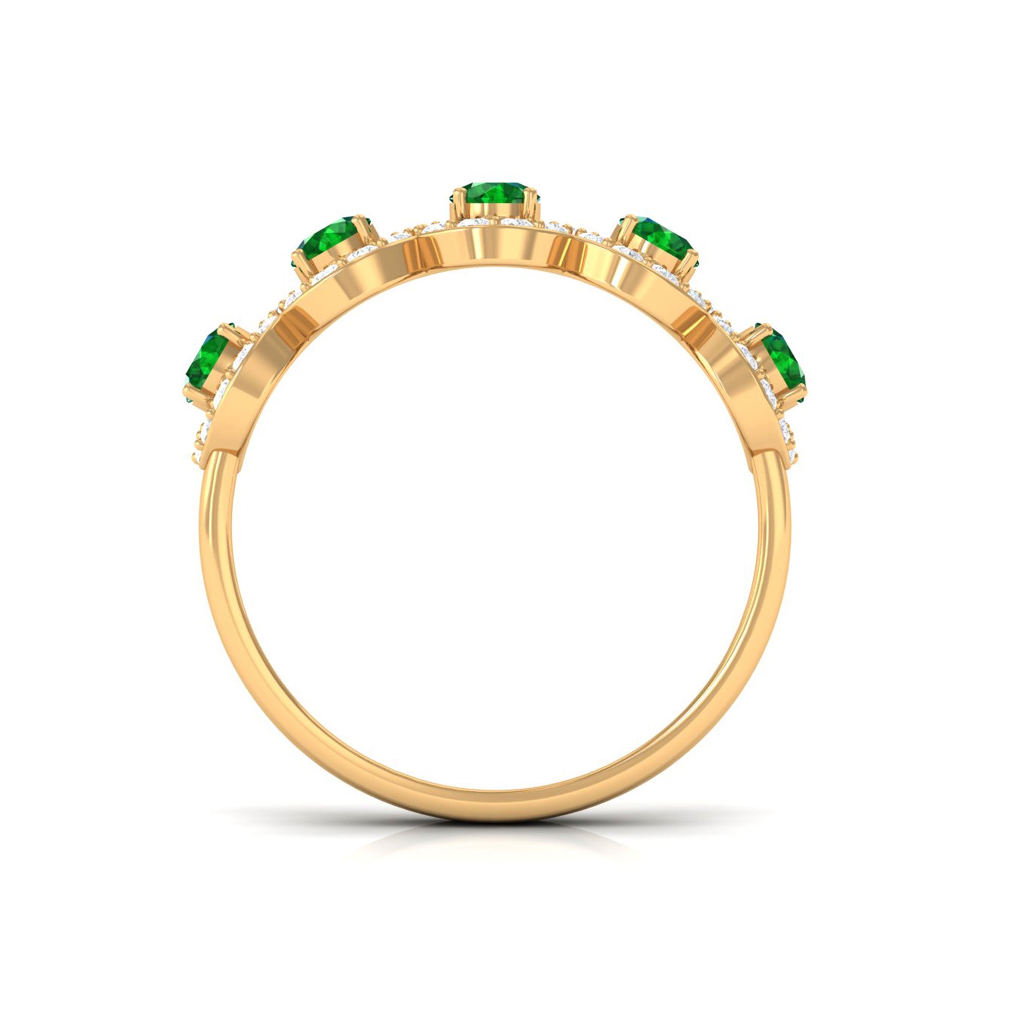 Vibrant Grown Labs-Lab Grown Emerald Wedding Statement Band Ring