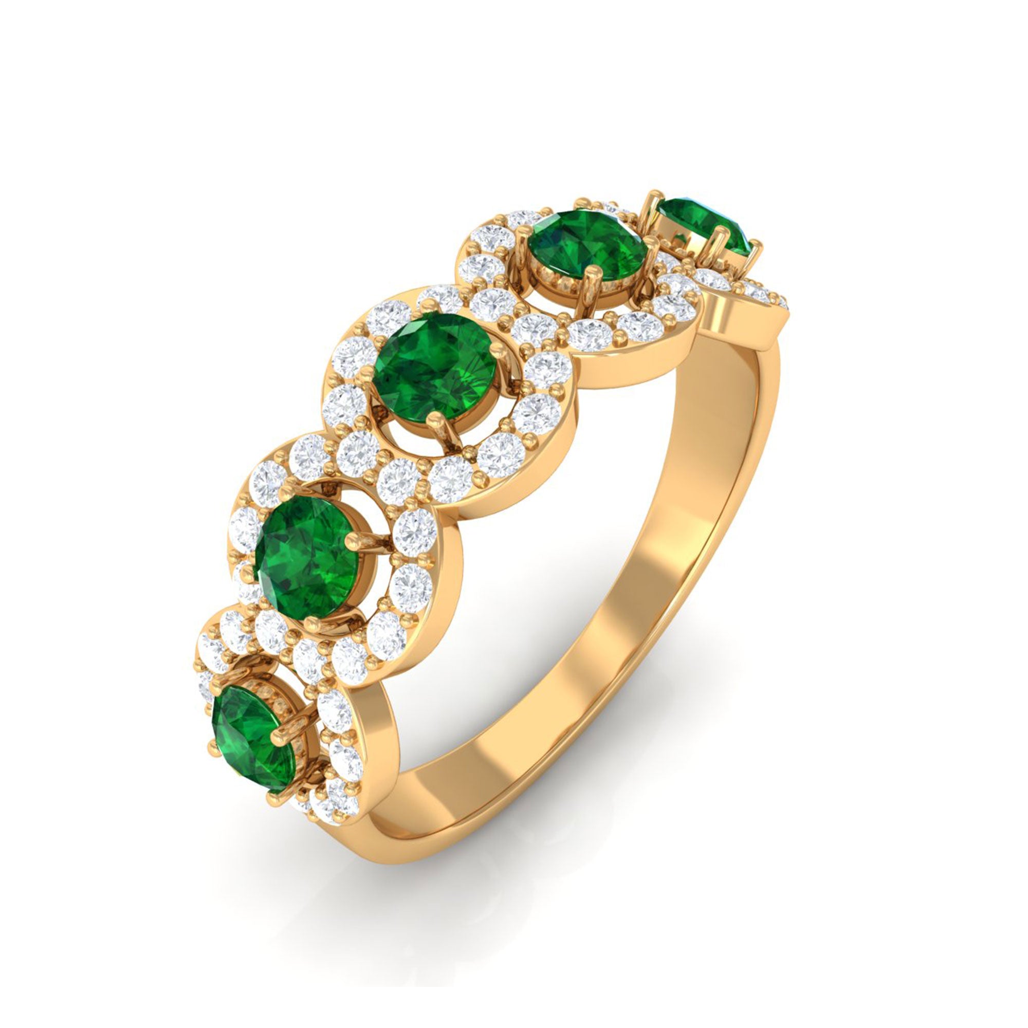 Vibrant Grown Labs-Lab Grown Emerald Wedding Statement Band Ring