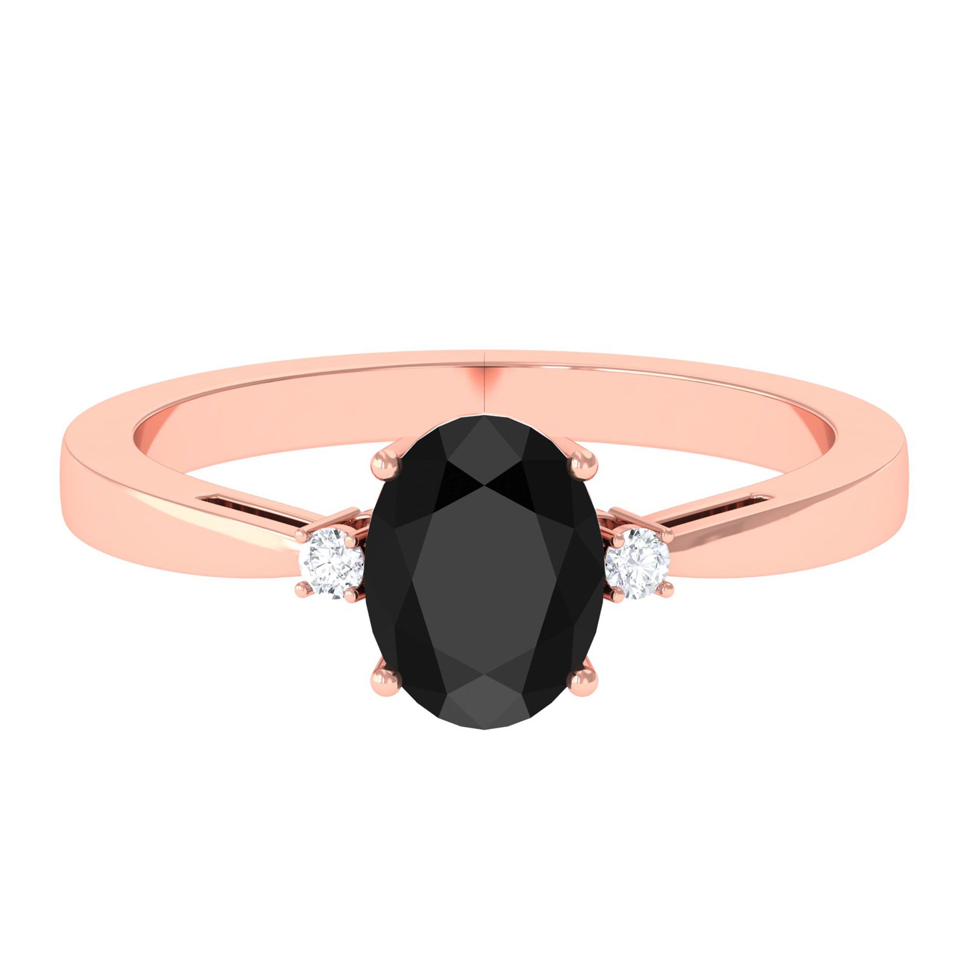 Vibrant Grown Labs-Oval Shape Lab Grown Black Diamond Solitaire Ring