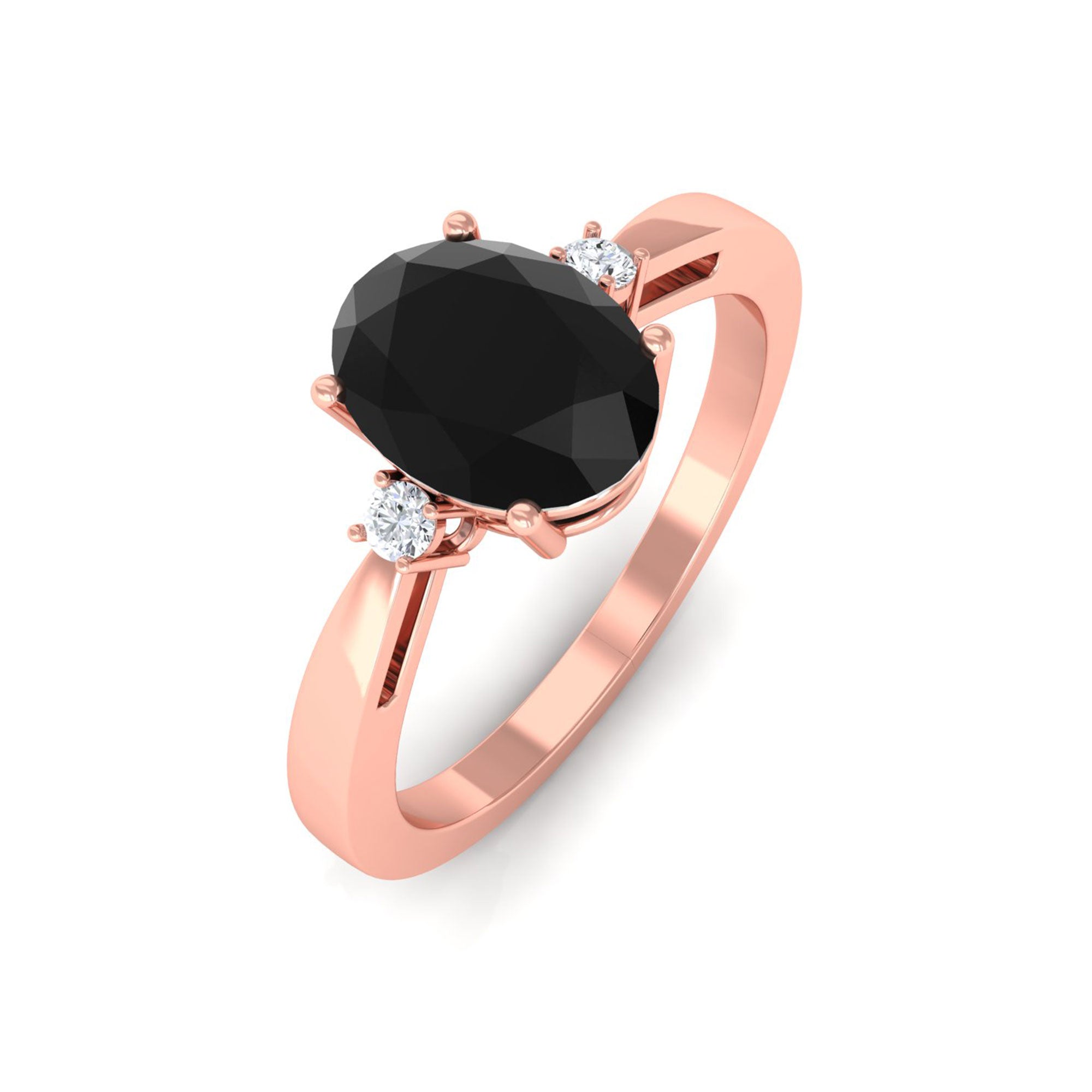 Vibrant Grown Labs-Oval Shape Lab Grown Black Diamond Solitaire Ring