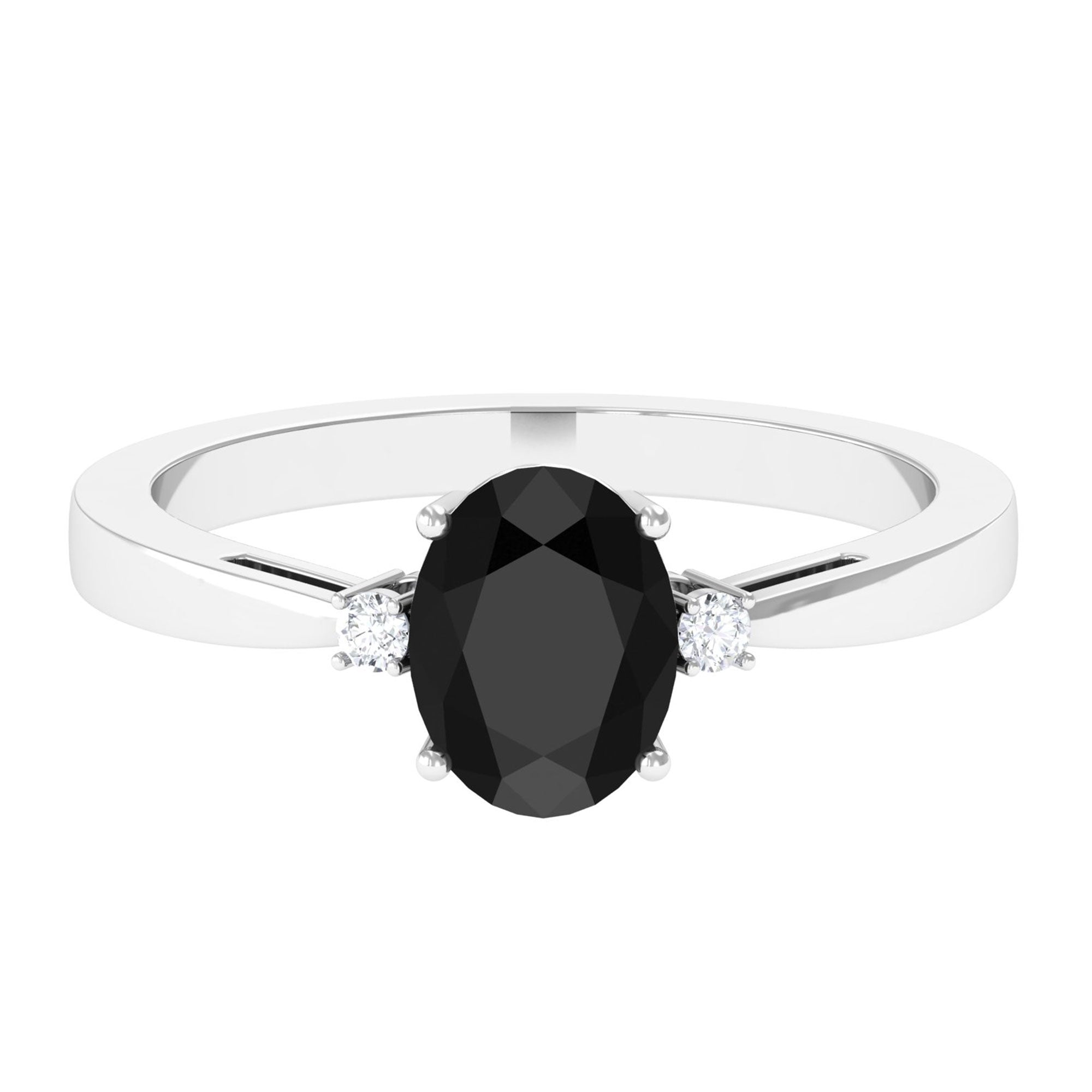 Vibrant Grown Labs-Oval Shape Lab Grown Black Diamond Solitaire Ring