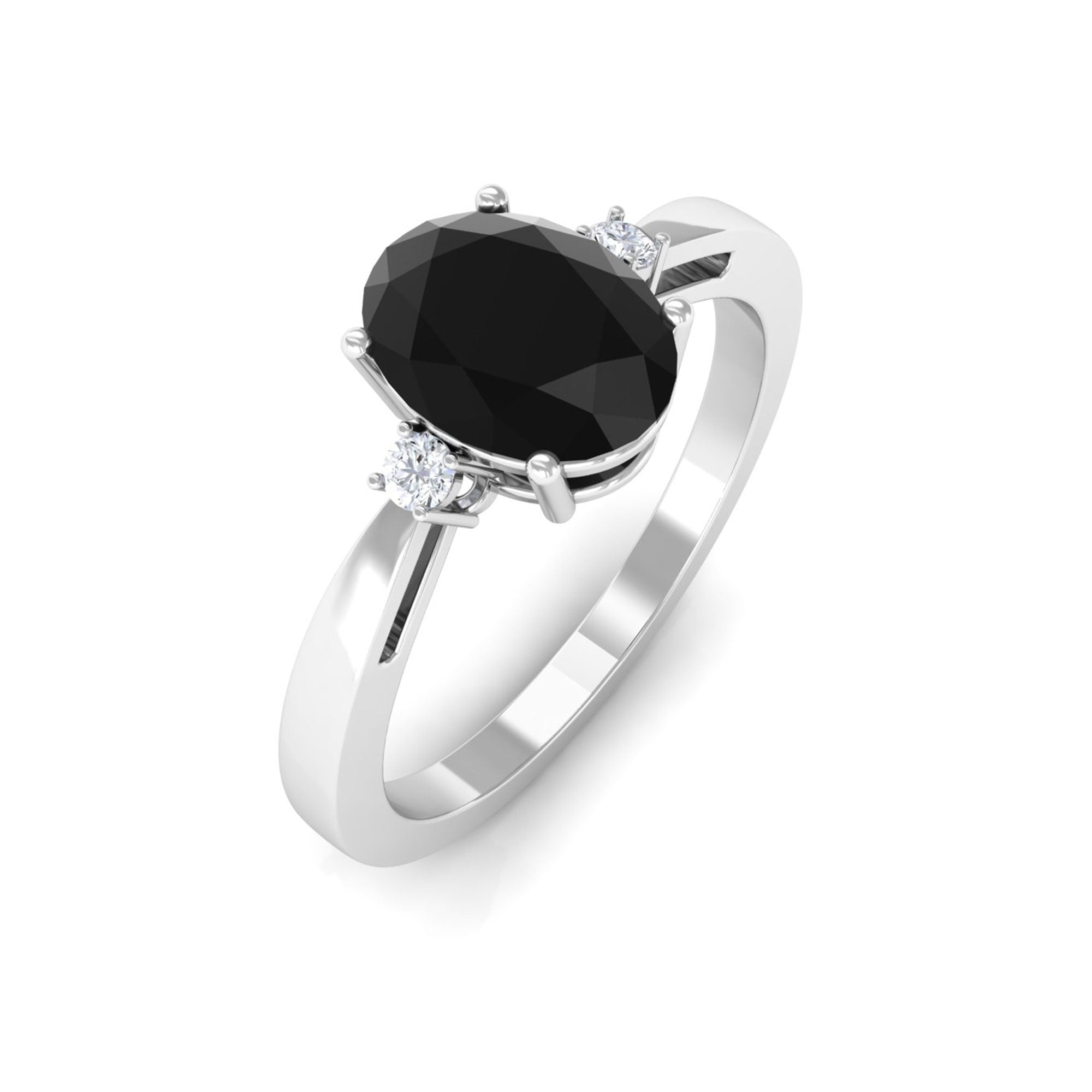 Vibrant Grown Labs-Oval Shape Lab Grown Black Diamond Solitaire Ring