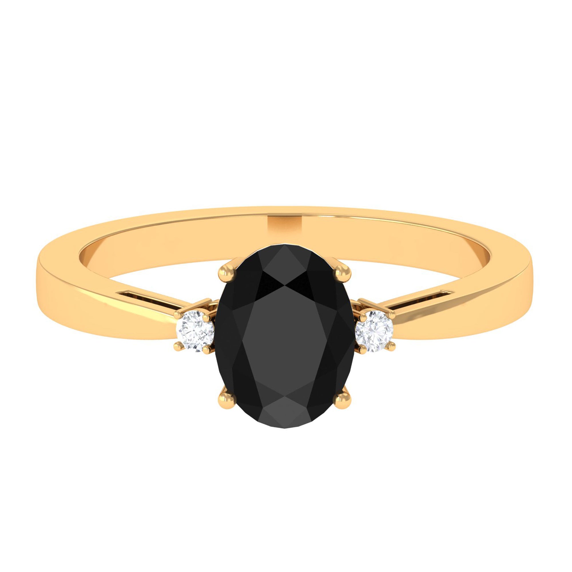 Vibrant Grown Labs-Oval Shape Lab Grown Black Diamond Solitaire Ring