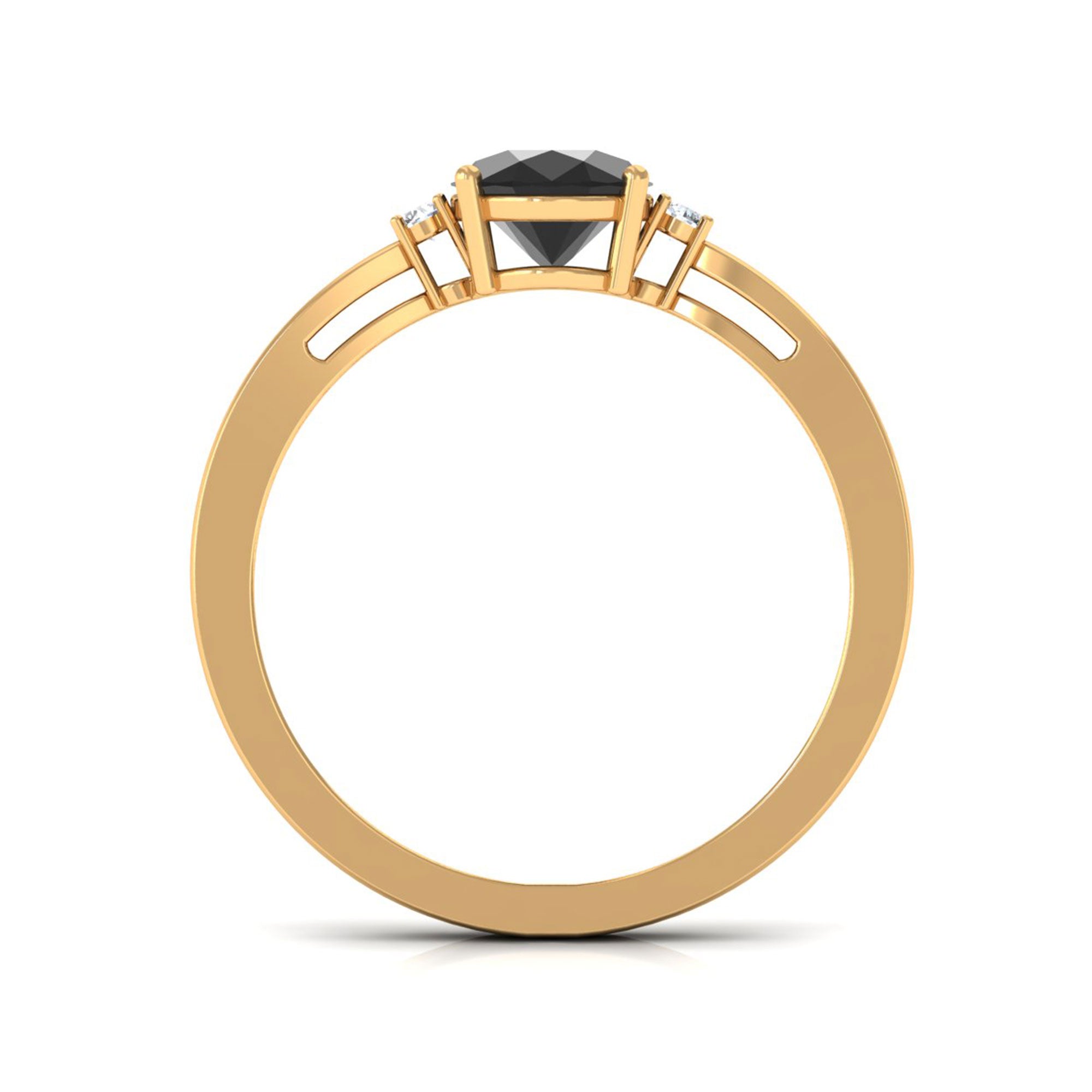 Vibrant Grown Labs-Oval Shape Lab Grown Black Diamond Solitaire Ring