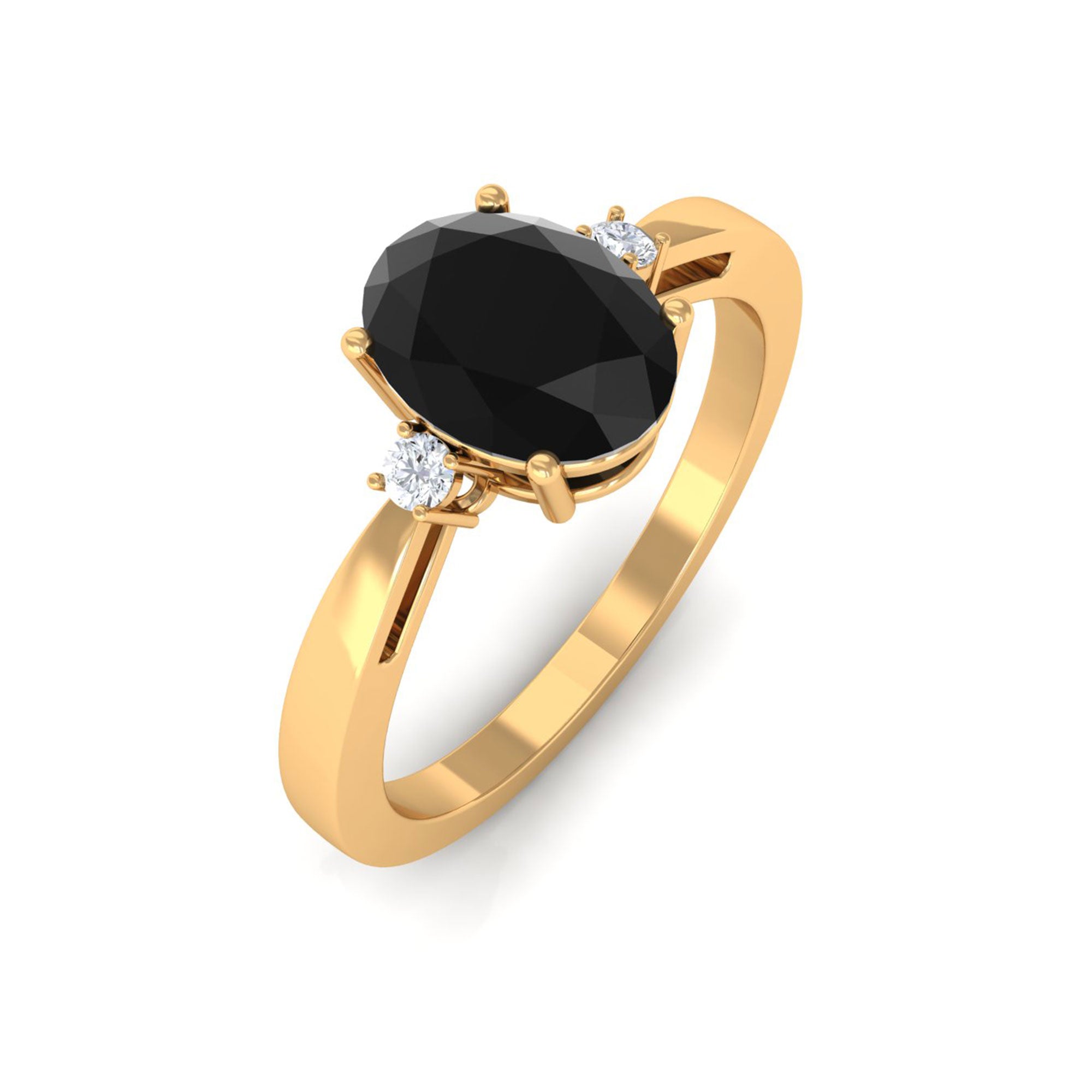 Vibrant Grown Labs-Oval Shape Lab Grown Black Diamond Solitaire Ring