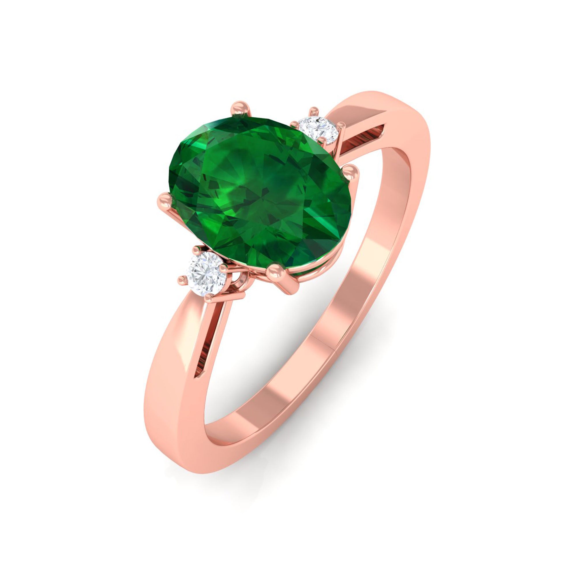 Vibrant Grown Labs-Lab Grown Emerald Solitaire Engagement Ring