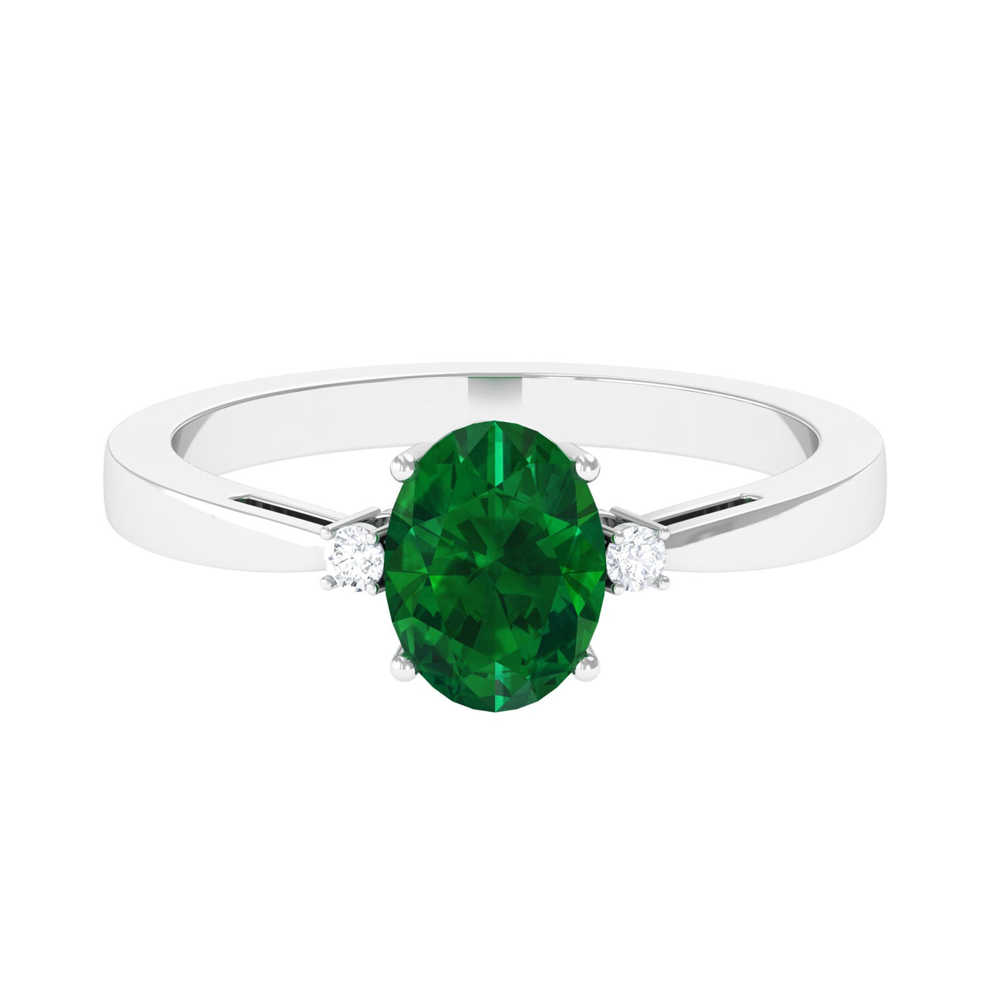 Vibrant Grown Labs-Lab Grown Emerald Solitaire Engagement Ring