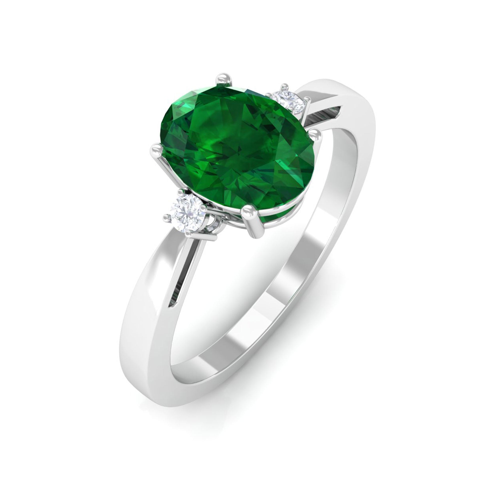 Vibrant Grown Labs-Lab Grown Emerald Solitaire Engagement Ring