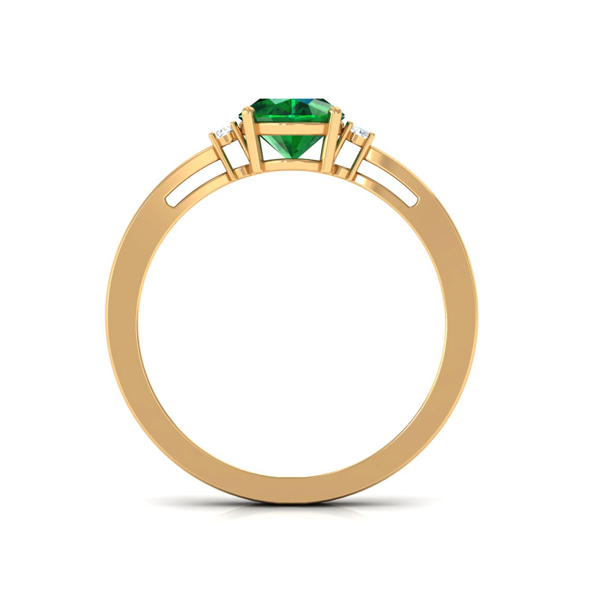 Vibrant Grown Labs-Lab Grown Emerald Solitaire Engagement Ring