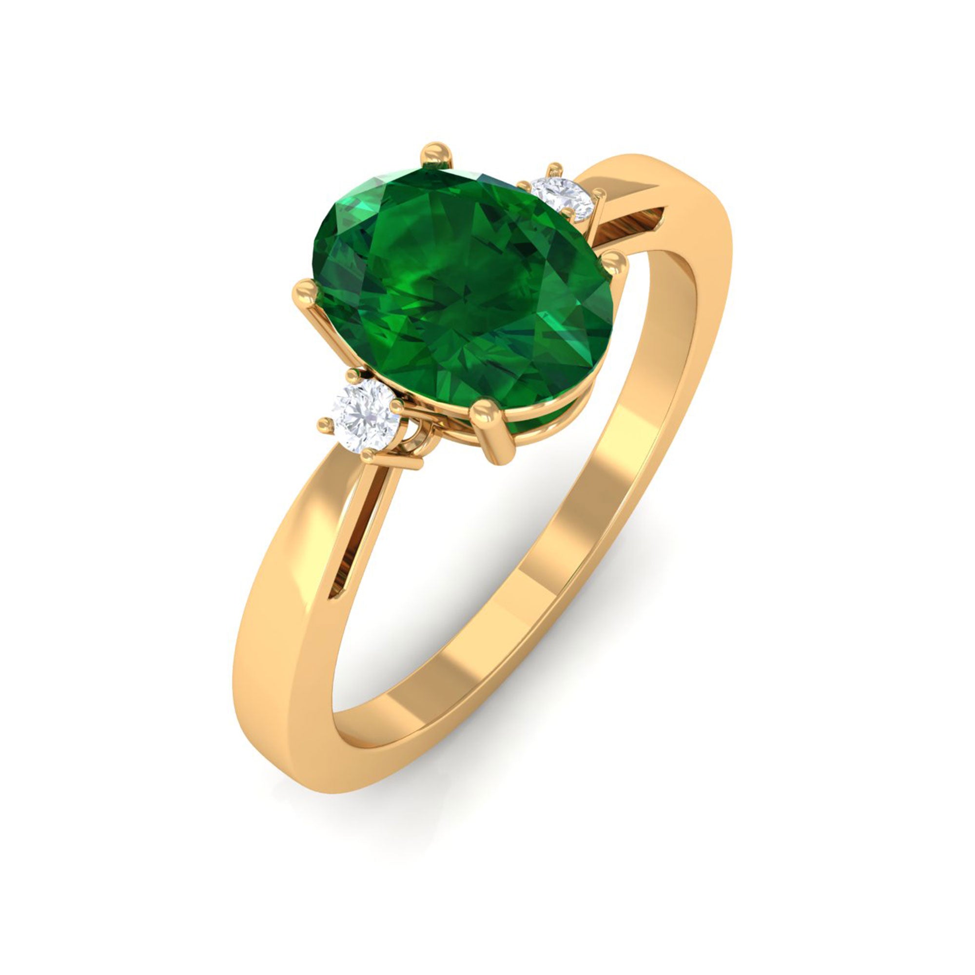 Vibrant Grown Labs-Lab Grown Emerald Solitaire Engagement Ring