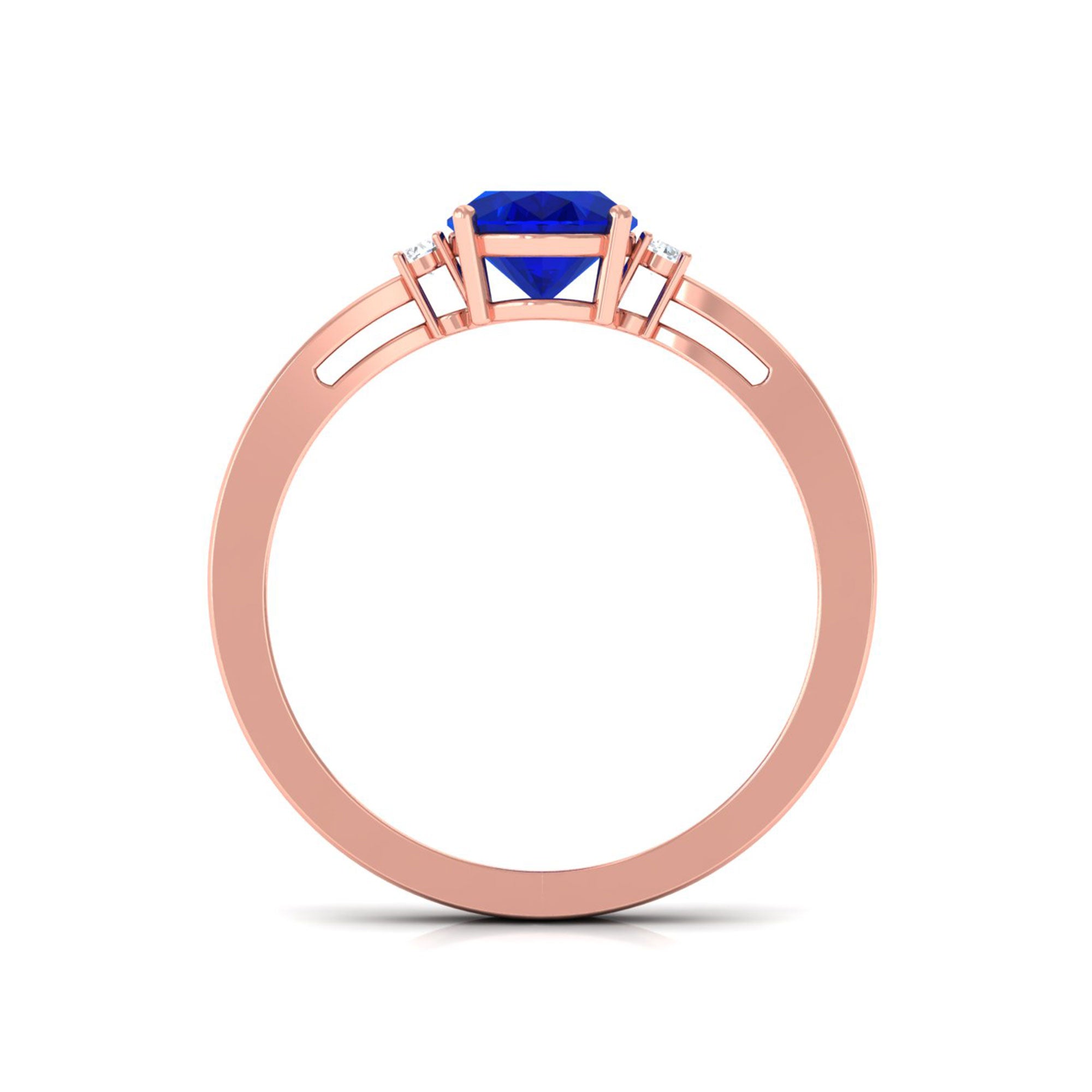 Vibrant Grown Labs-Oval Lab Grown Blue Sapphire Solitaire Engagement Ring