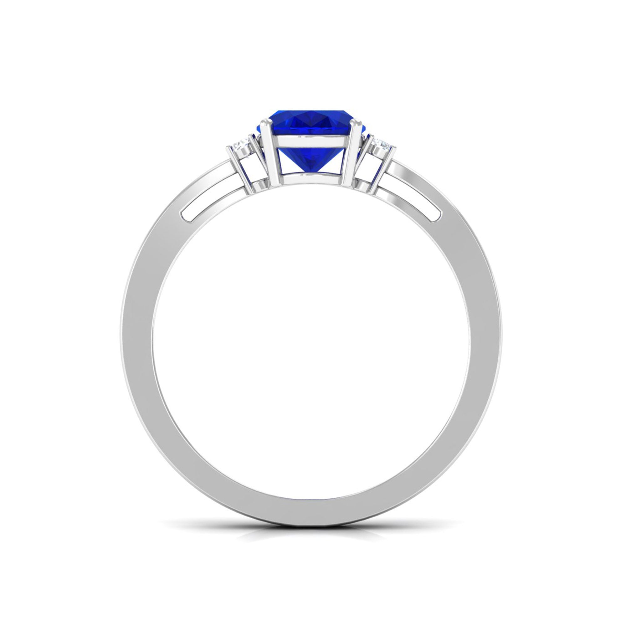 Vibrant Grown Labs-Oval Lab Grown Blue Sapphire Solitaire Engagement Ring