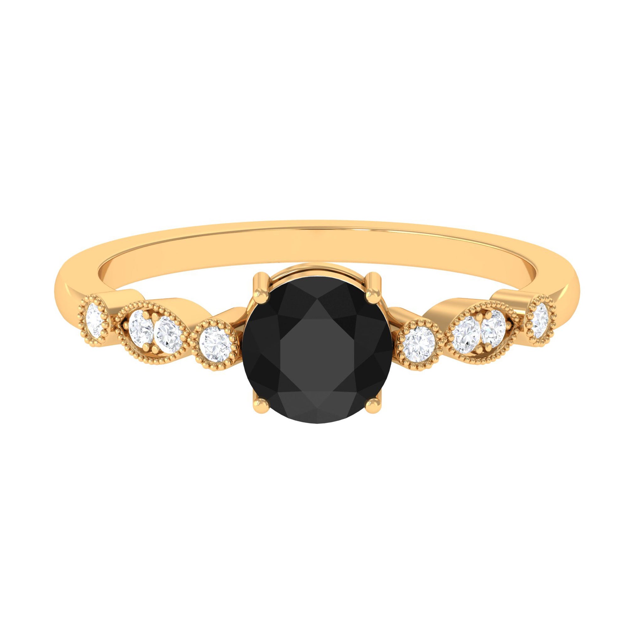 Vibrant Grown Labs-Classic Round Lab Grown Black Diamond Solitaire Ring