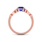 Vibrant Grown Labs-Round Lab Grown Blue Sapphire Classic Engagement Ring