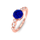 Vibrant Grown Labs-Round Lab Grown Blue Sapphire Classic Engagement Ring