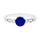 Vibrant Grown Labs-Round Lab Grown Blue Sapphire Classic Engagement Ring