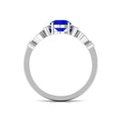 Vibrant Grown Labs-Round Lab Grown Blue Sapphire Classic Engagement Ring