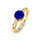 Vibrant Grown Labs-Round Lab Grown Blue Sapphire Classic Engagement Ring