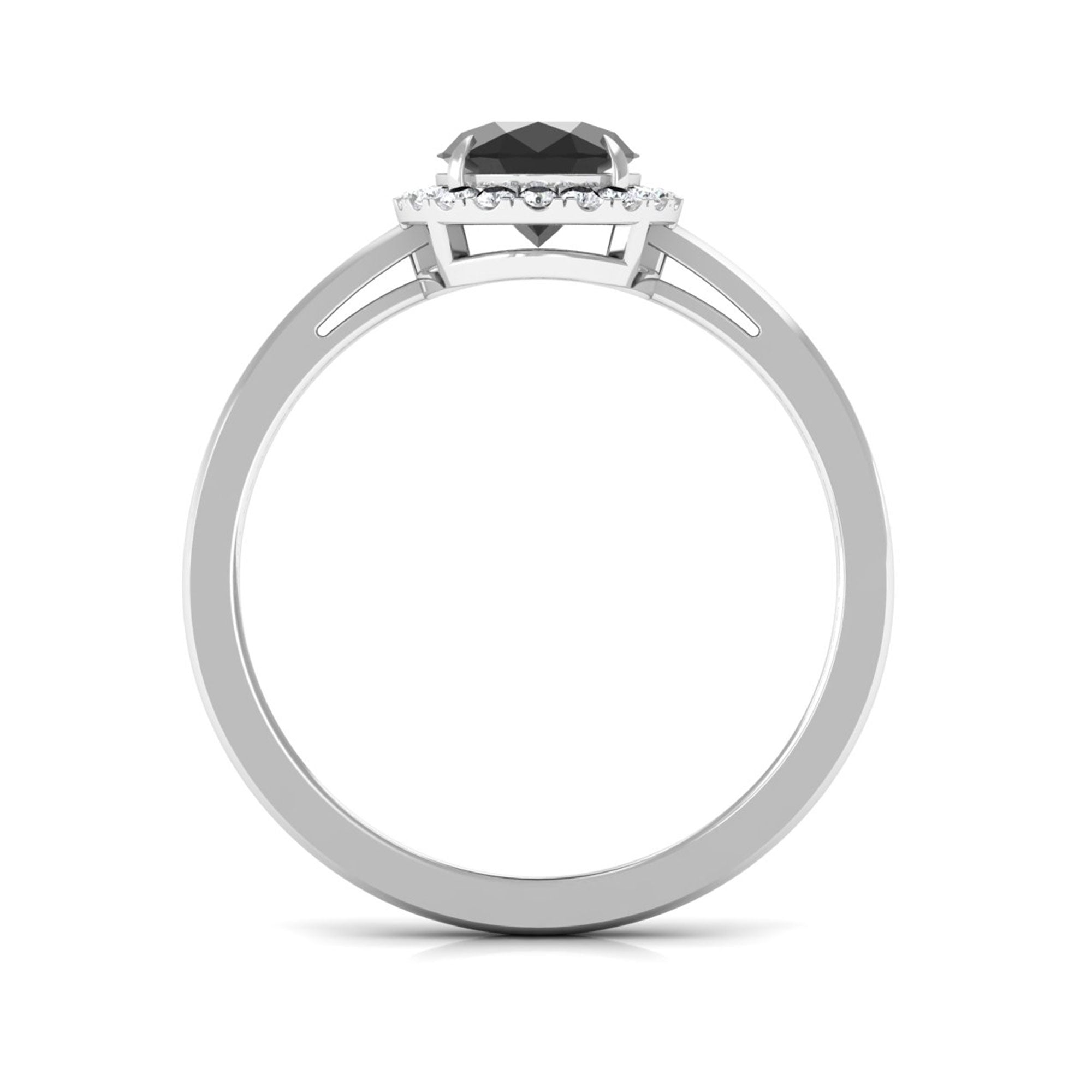 Vibrant Grown Labs-Oval Lab Created Black Diamond Ring with Halo