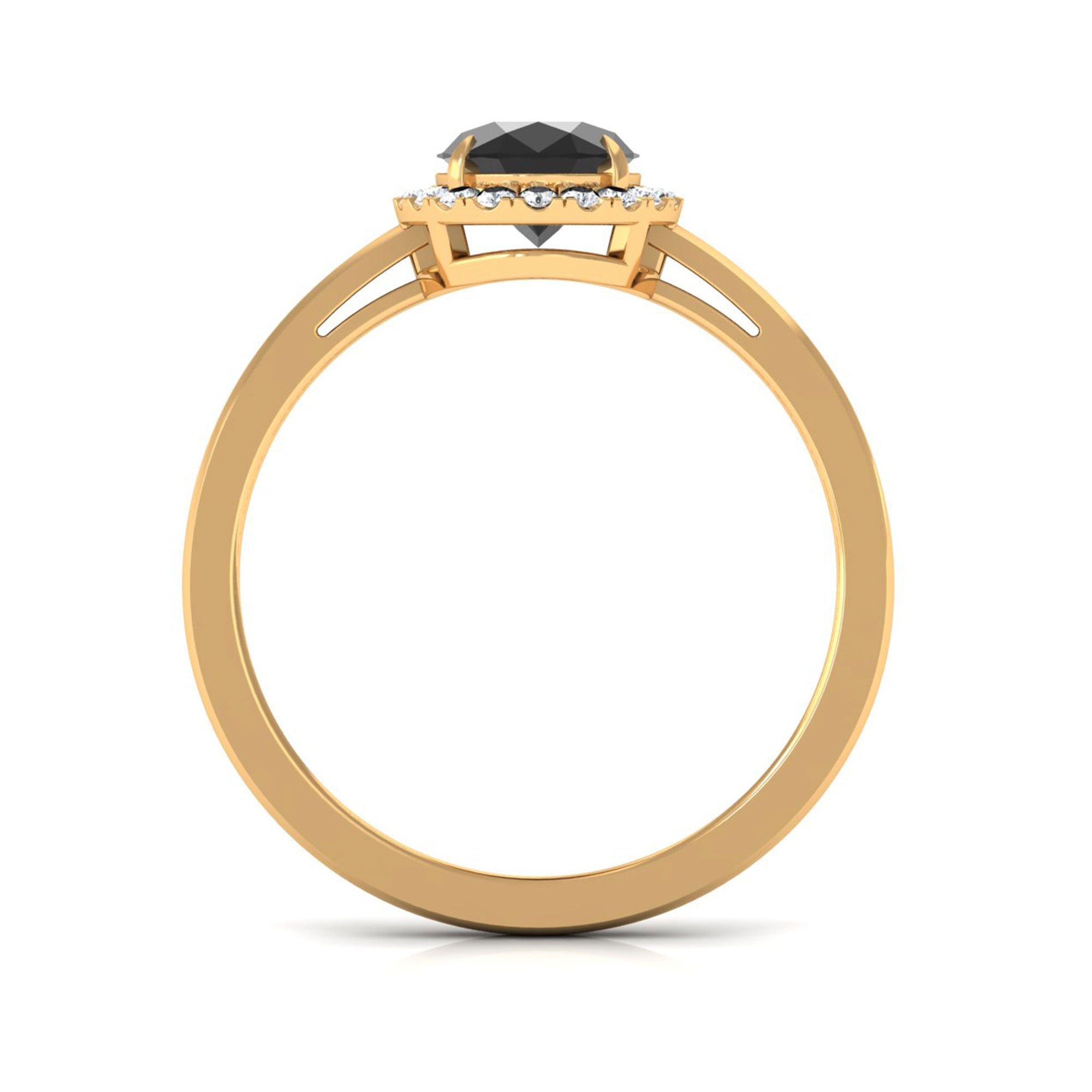 Vibrant Grown Labs-Oval Lab Created Black Diamond Ring with Halo