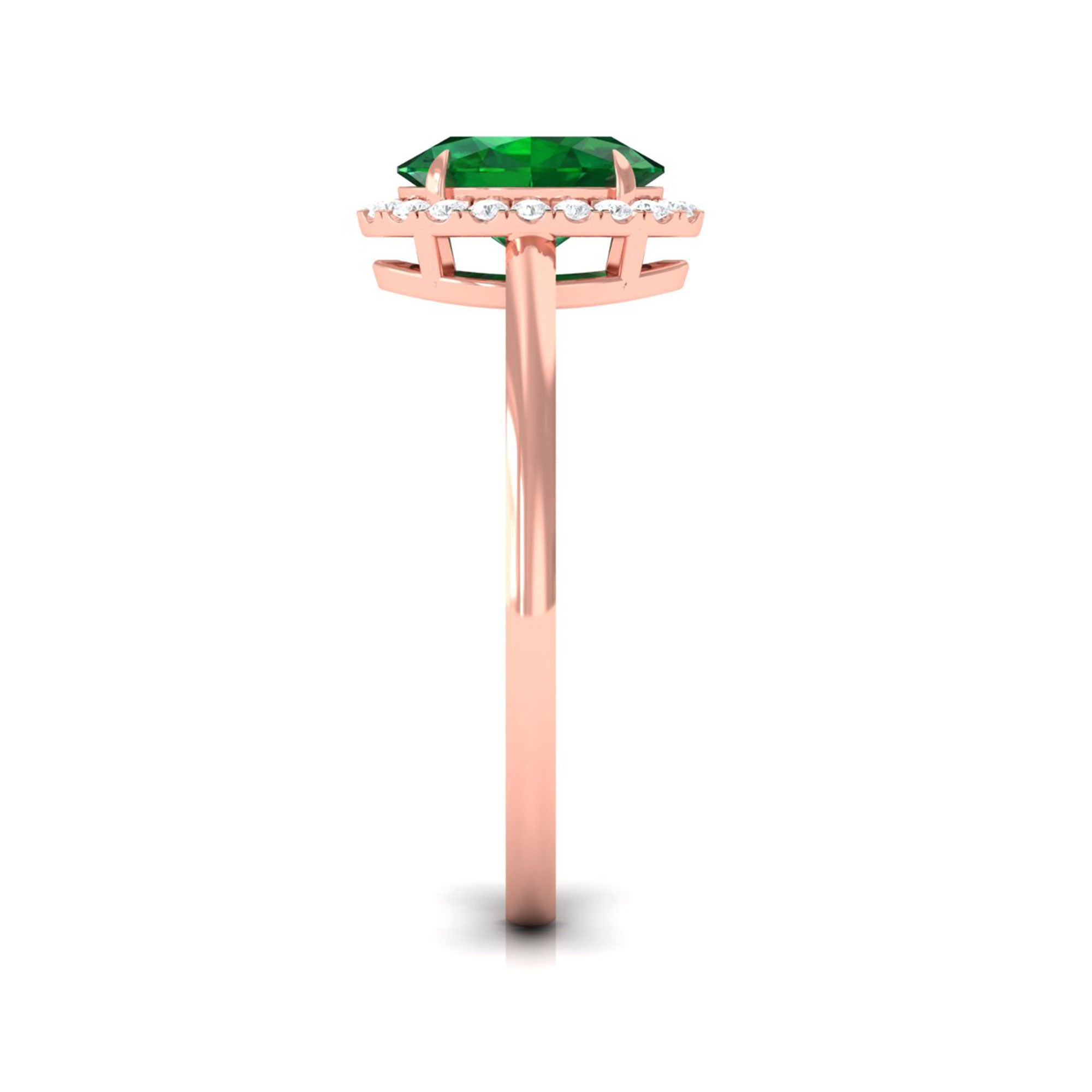 Vibrant Grown Labs-Oval Lab Grown Emerald Halo Engagement Ring