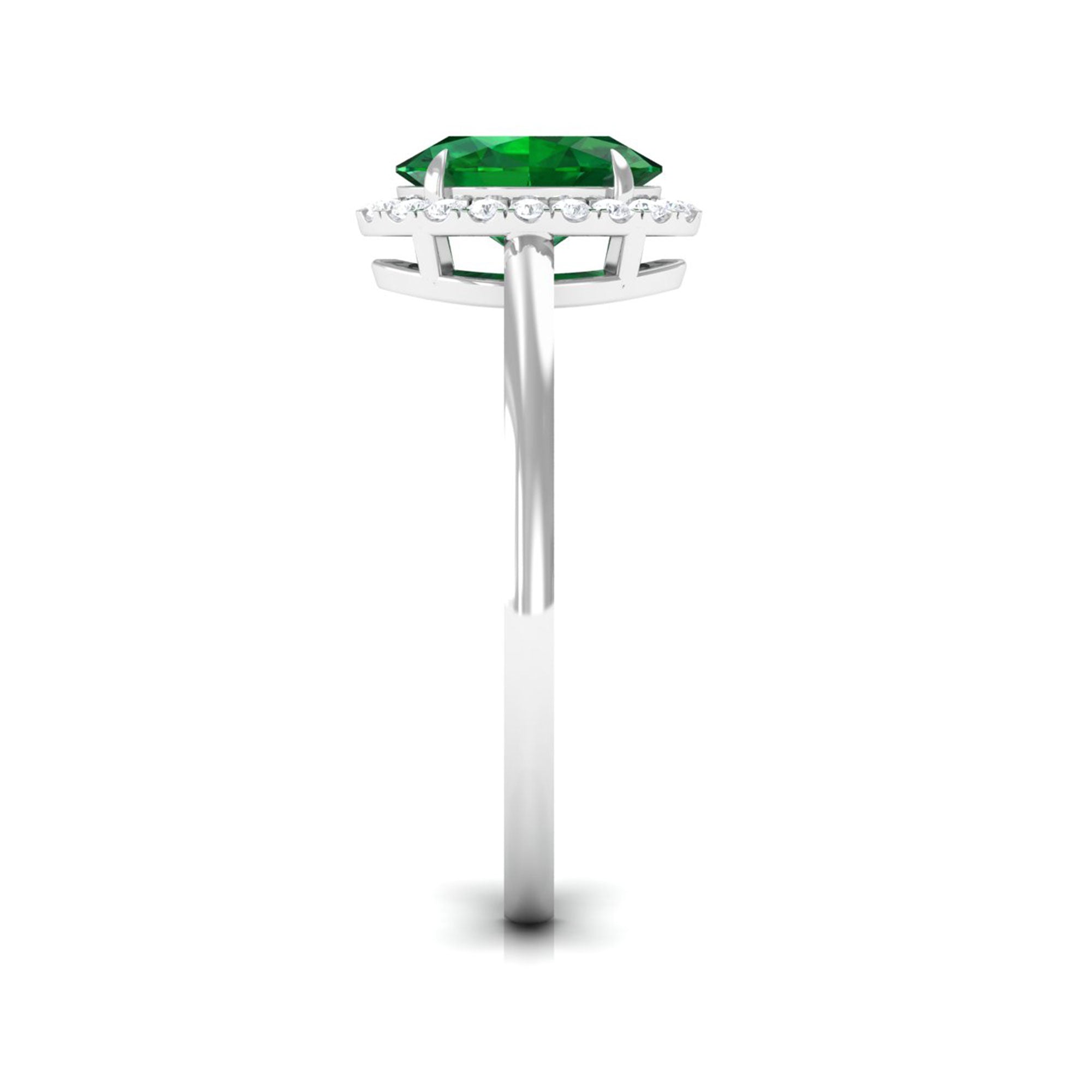 Vibrant Grown Labs-Oval Lab Grown Emerald Halo Engagement Ring