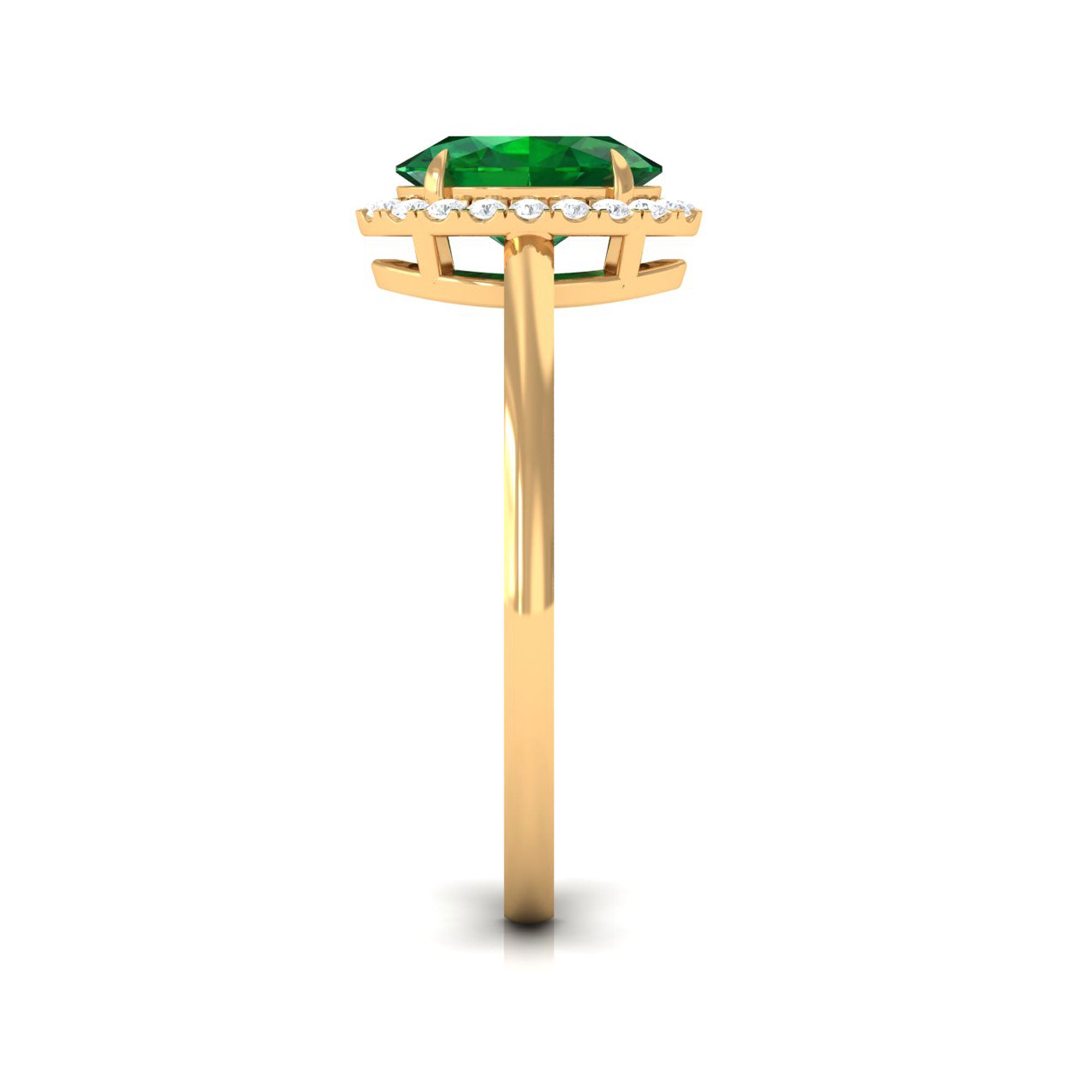 Vibrant Grown Labs-Oval Lab Grown Emerald Halo Engagement Ring